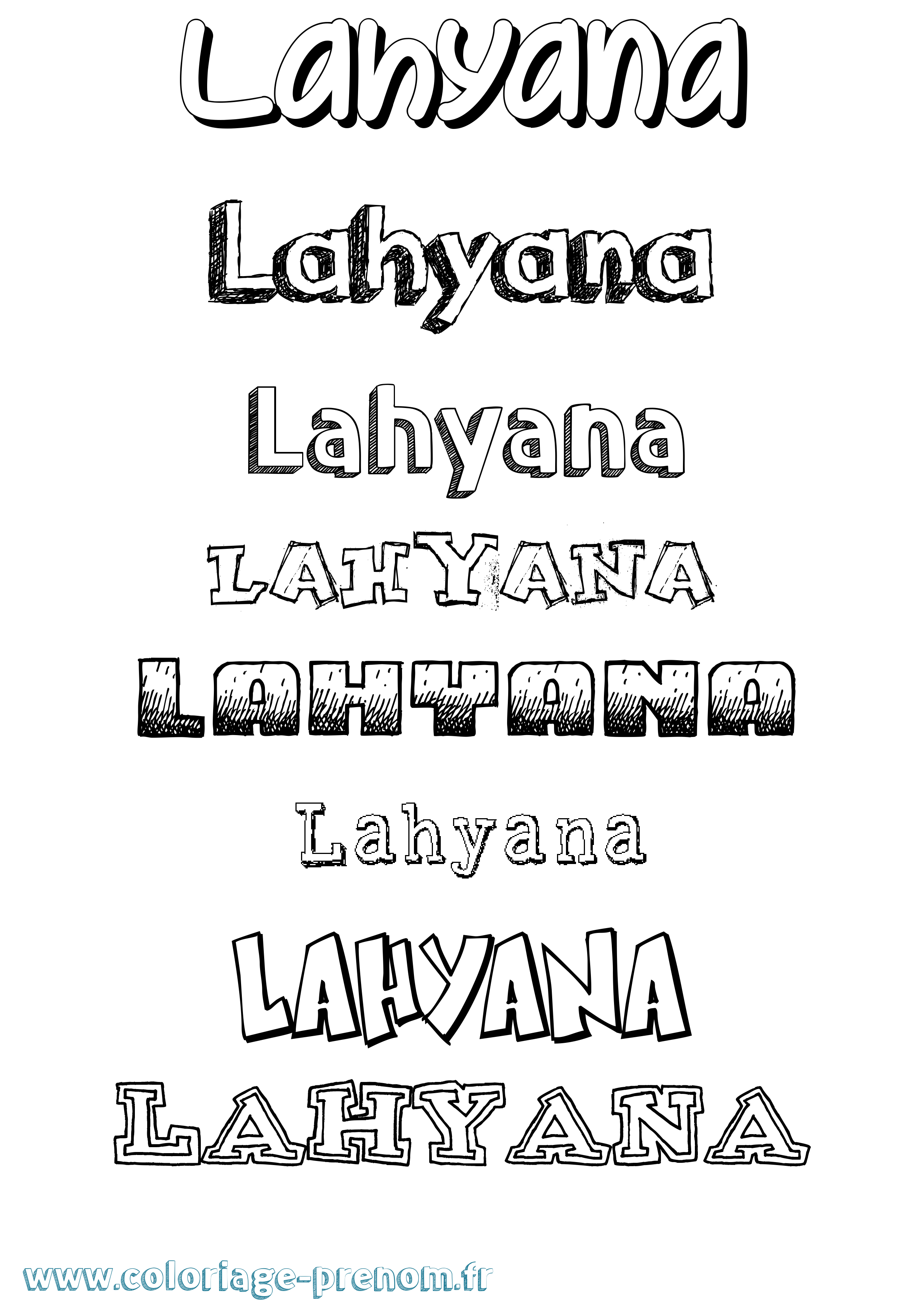 Coloriage prénom Lahyana Dessiné