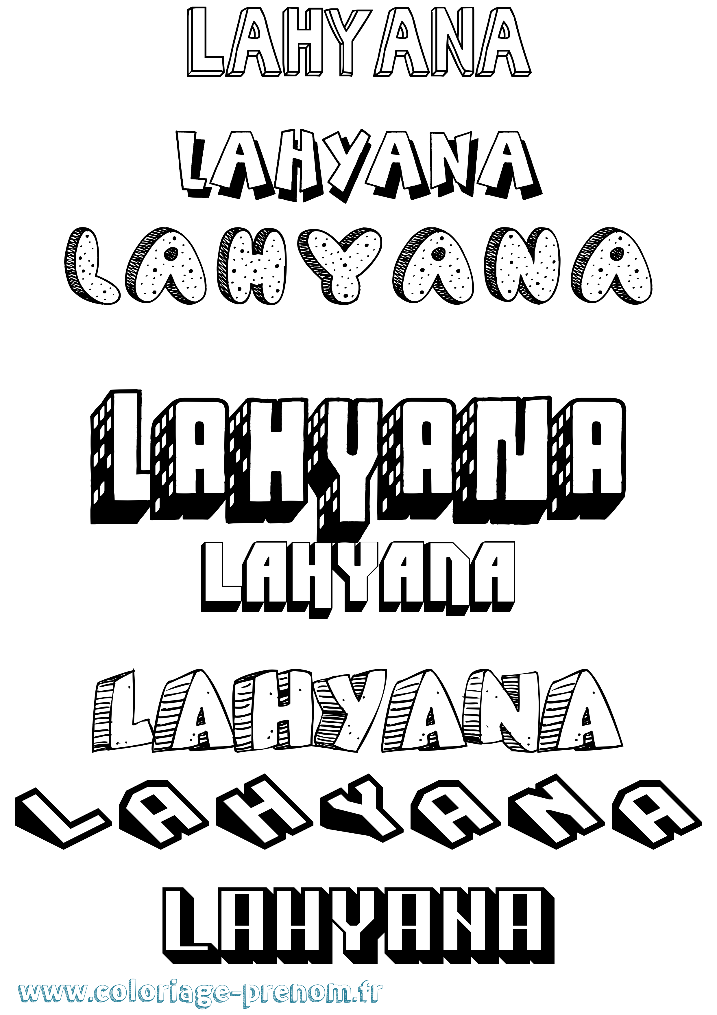 Coloriage prénom Lahyana Effet 3D