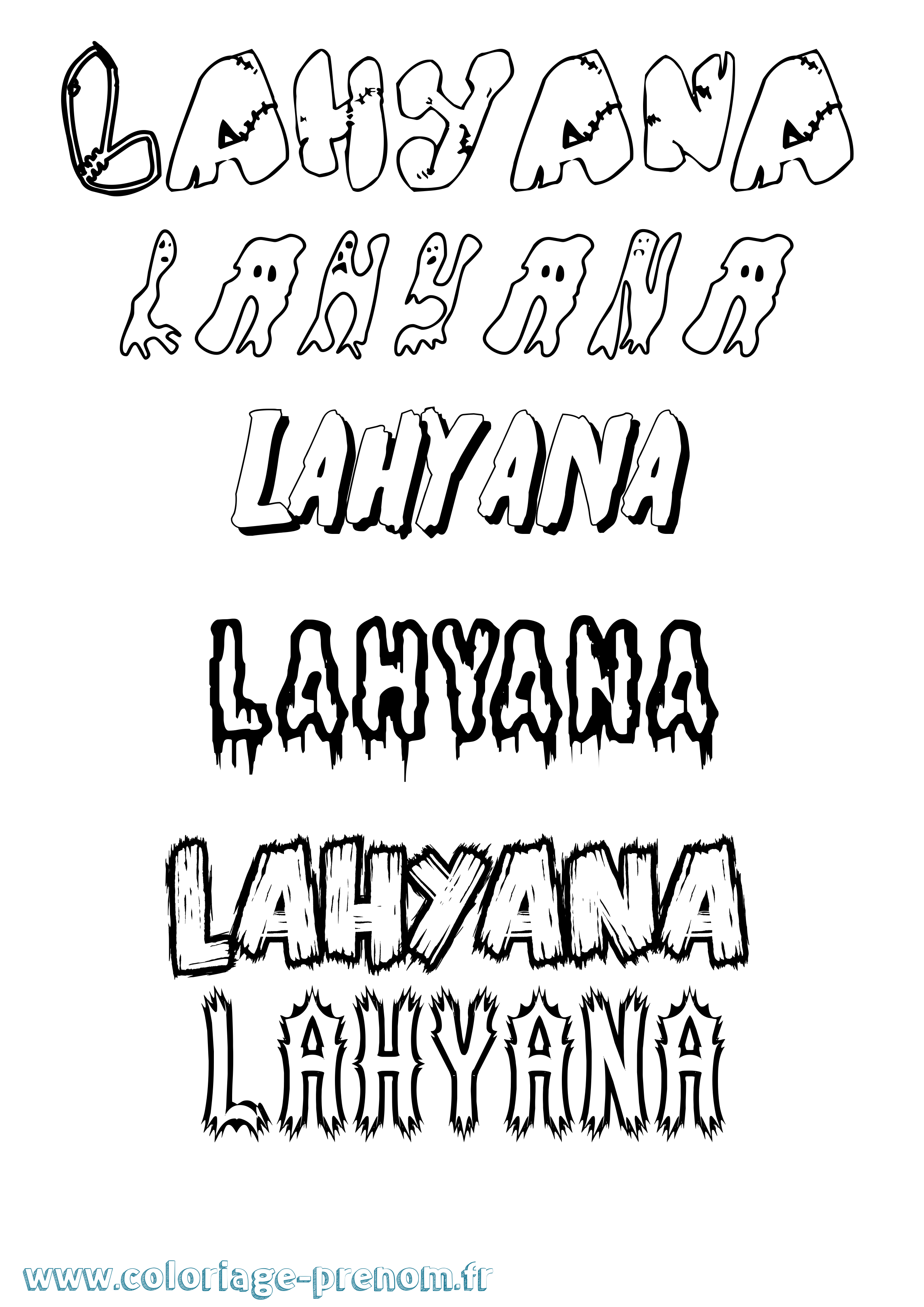 Coloriage prénom Lahyana Frisson