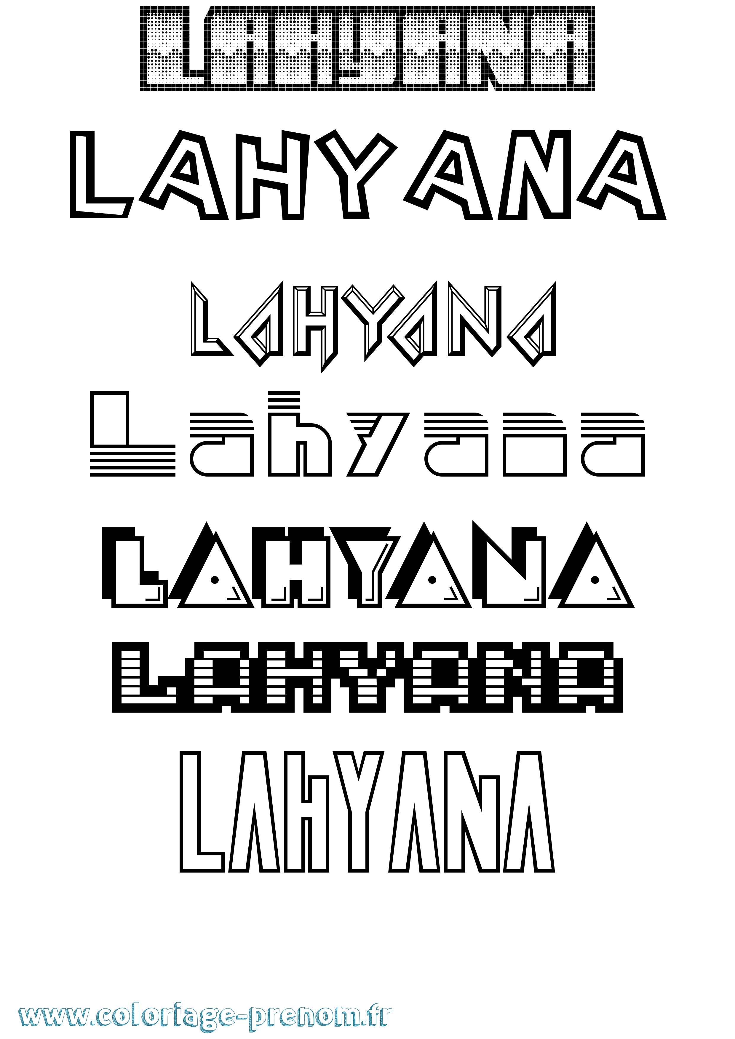 Coloriage prénom Lahyana Jeux Vidéos