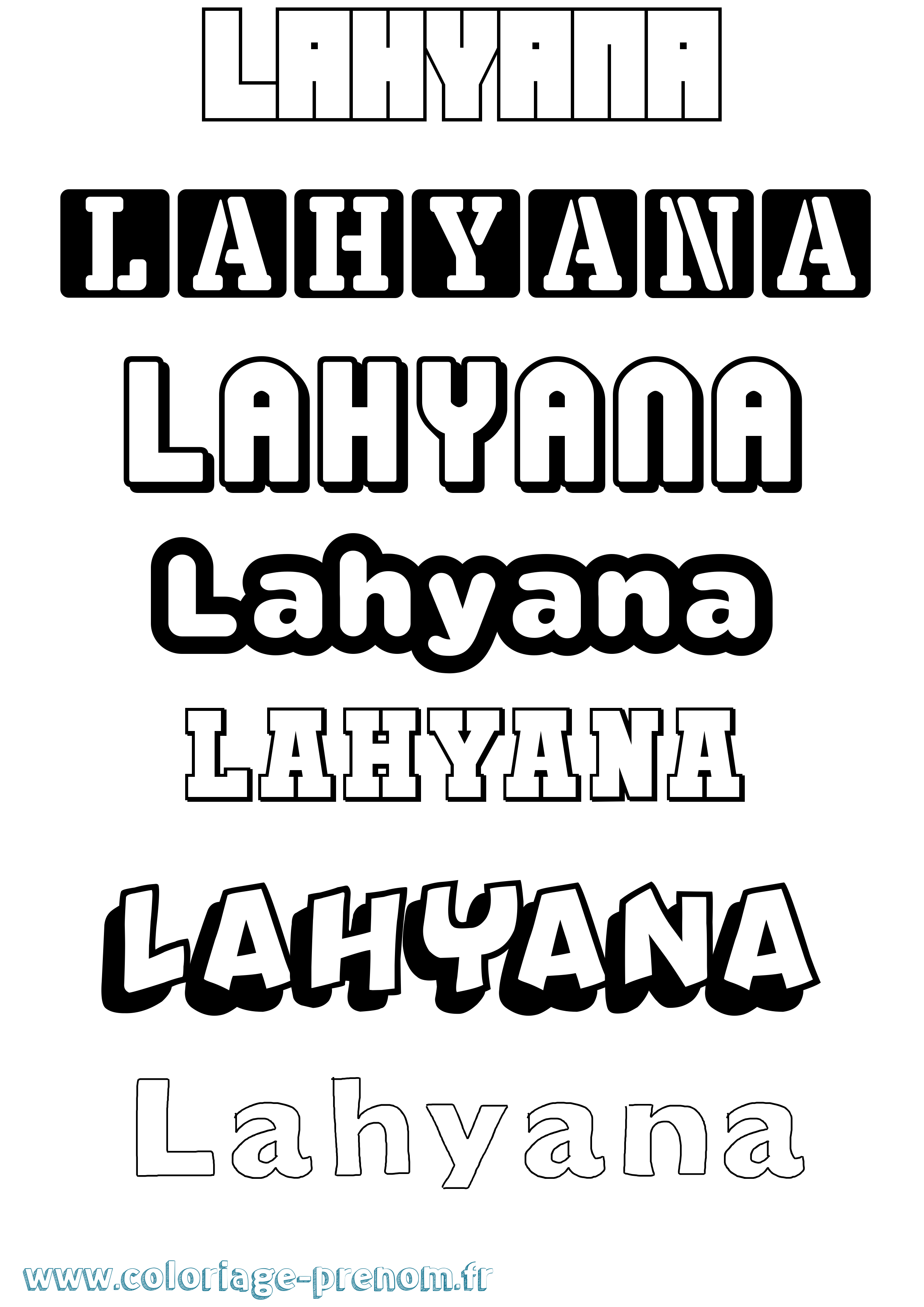Coloriage prénom Lahyana Simple