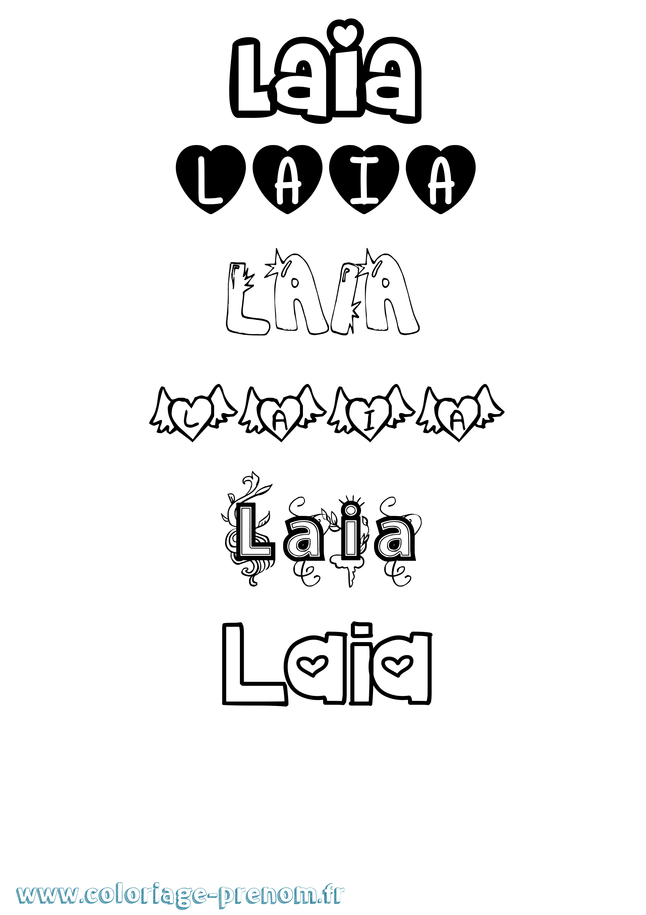 Coloriage Laia Girly Coloriage prénom Laia Girly