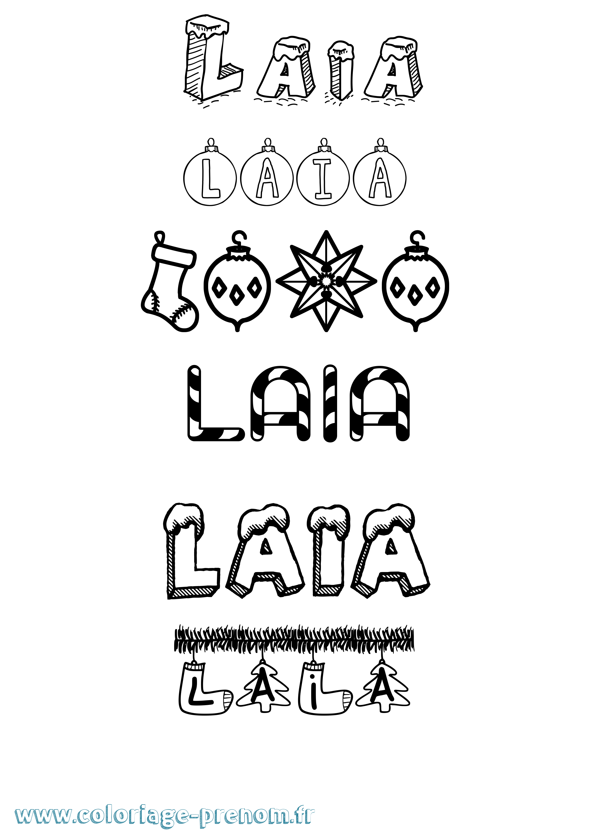 Coloriage Laia Noël Coloriage prénom Laia Noël