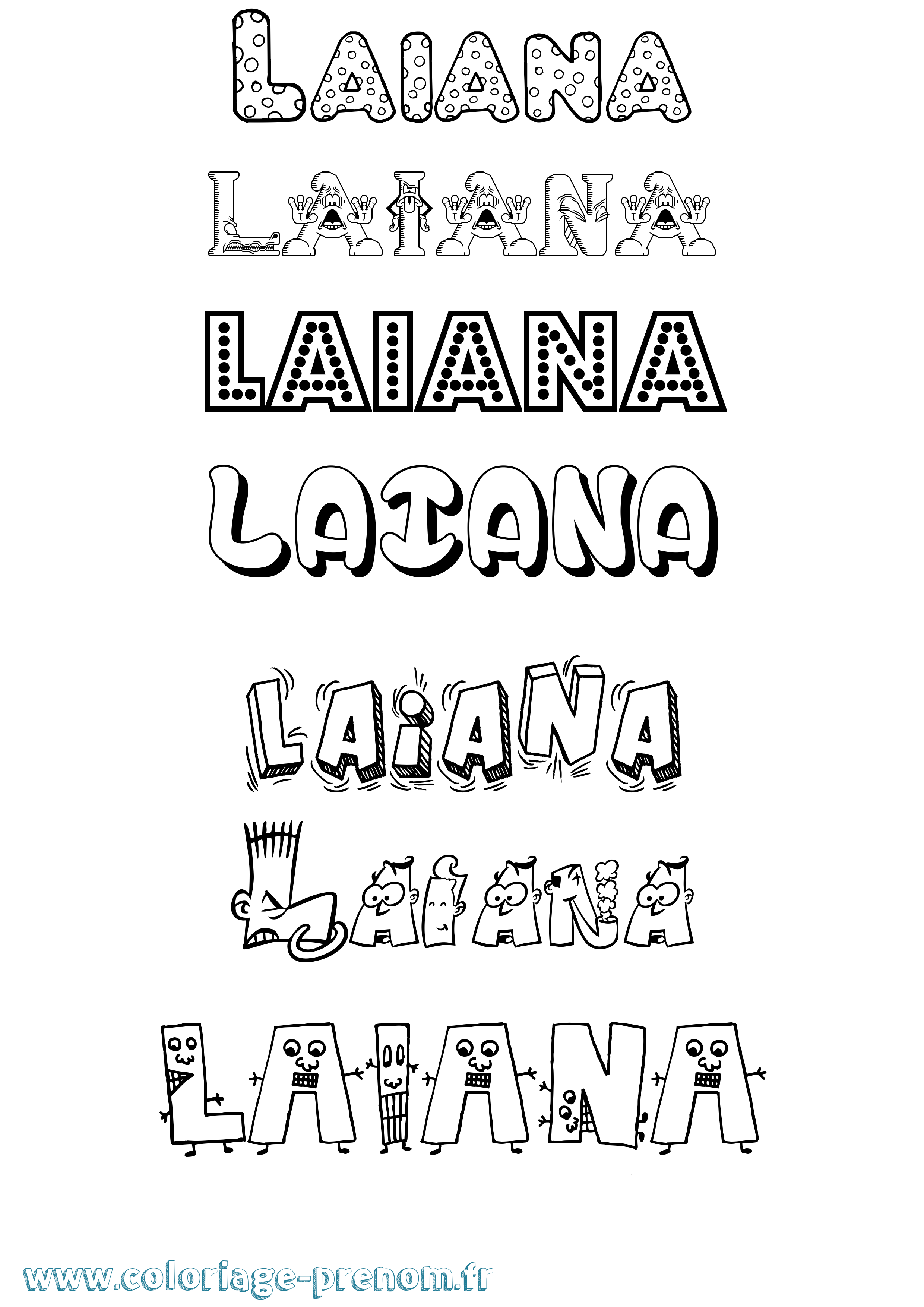 Coloriage prénom Laiana Fun