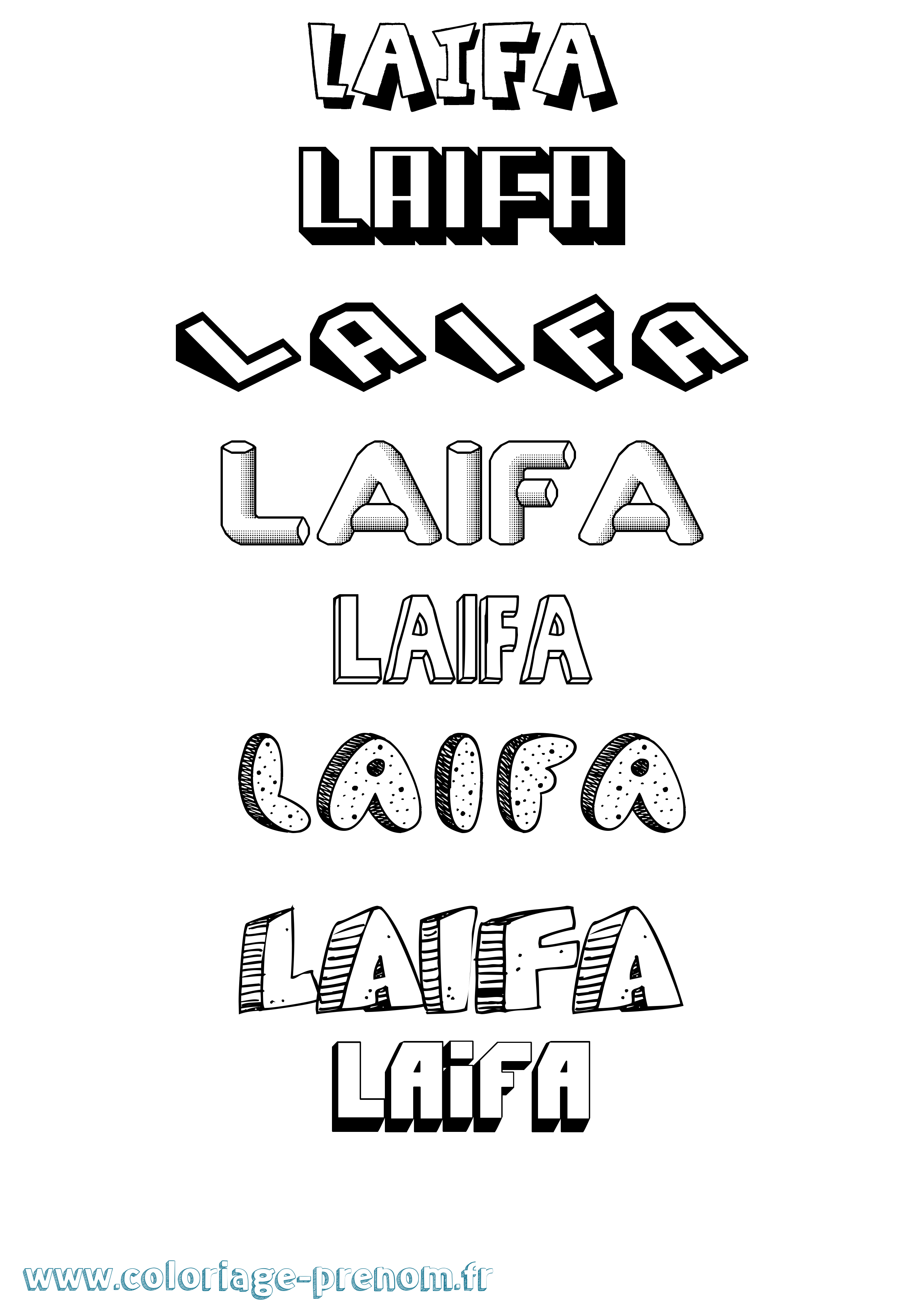 Coloriage Laifa Effet 3D Coloriage prénom Laifa Effet 3D