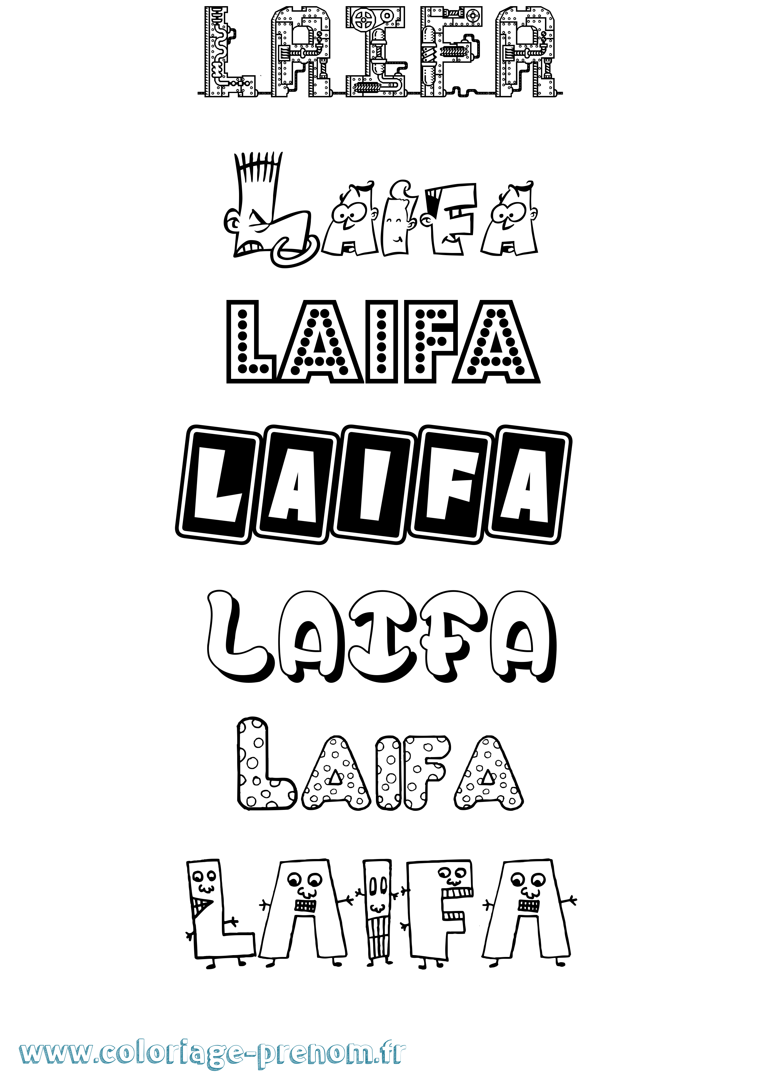 Coloriage prénom Laifa Fun