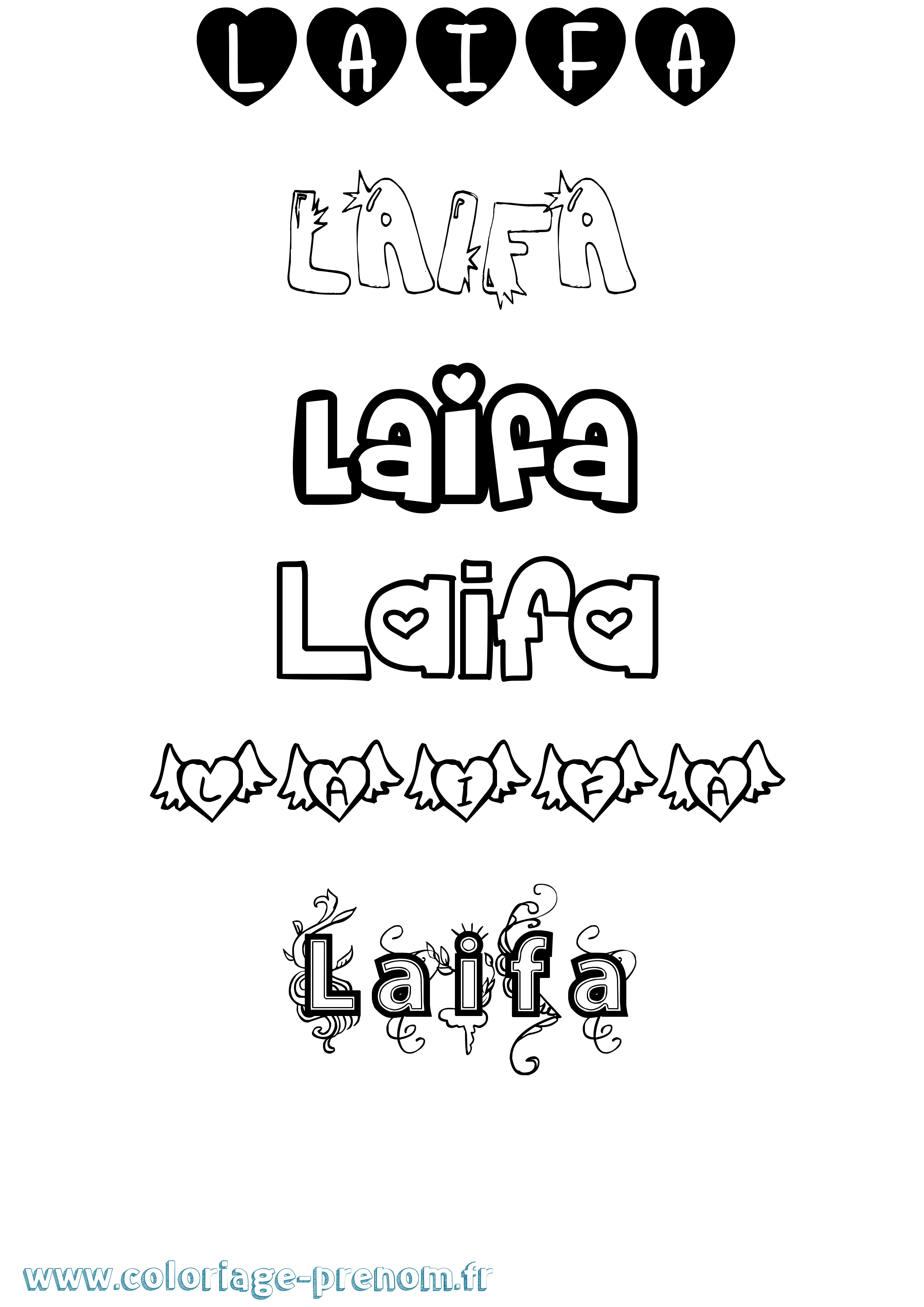 Coloriage prénom Laifa Girly