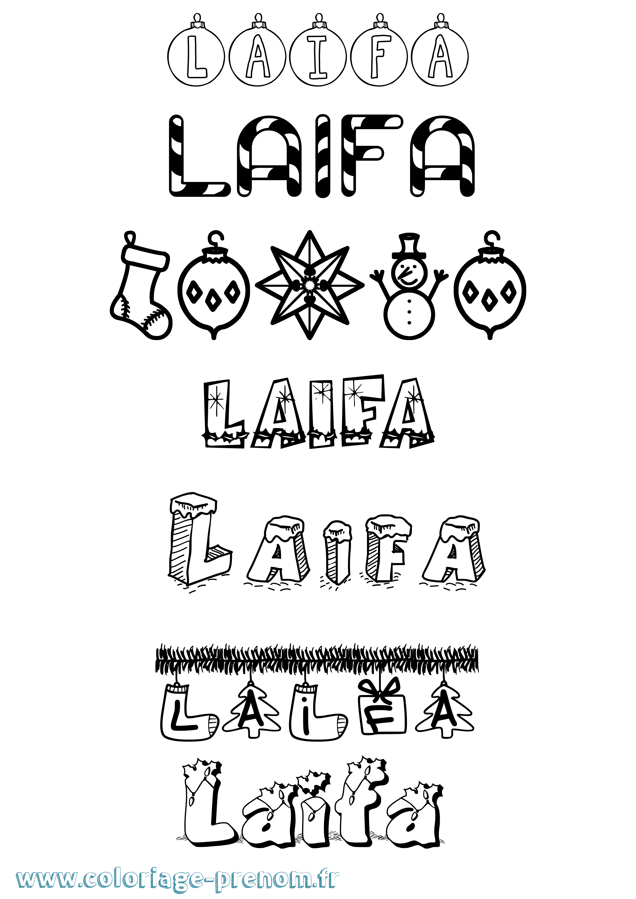 Coloriage Laifa Noël Coloriage prénom Laifa Noël