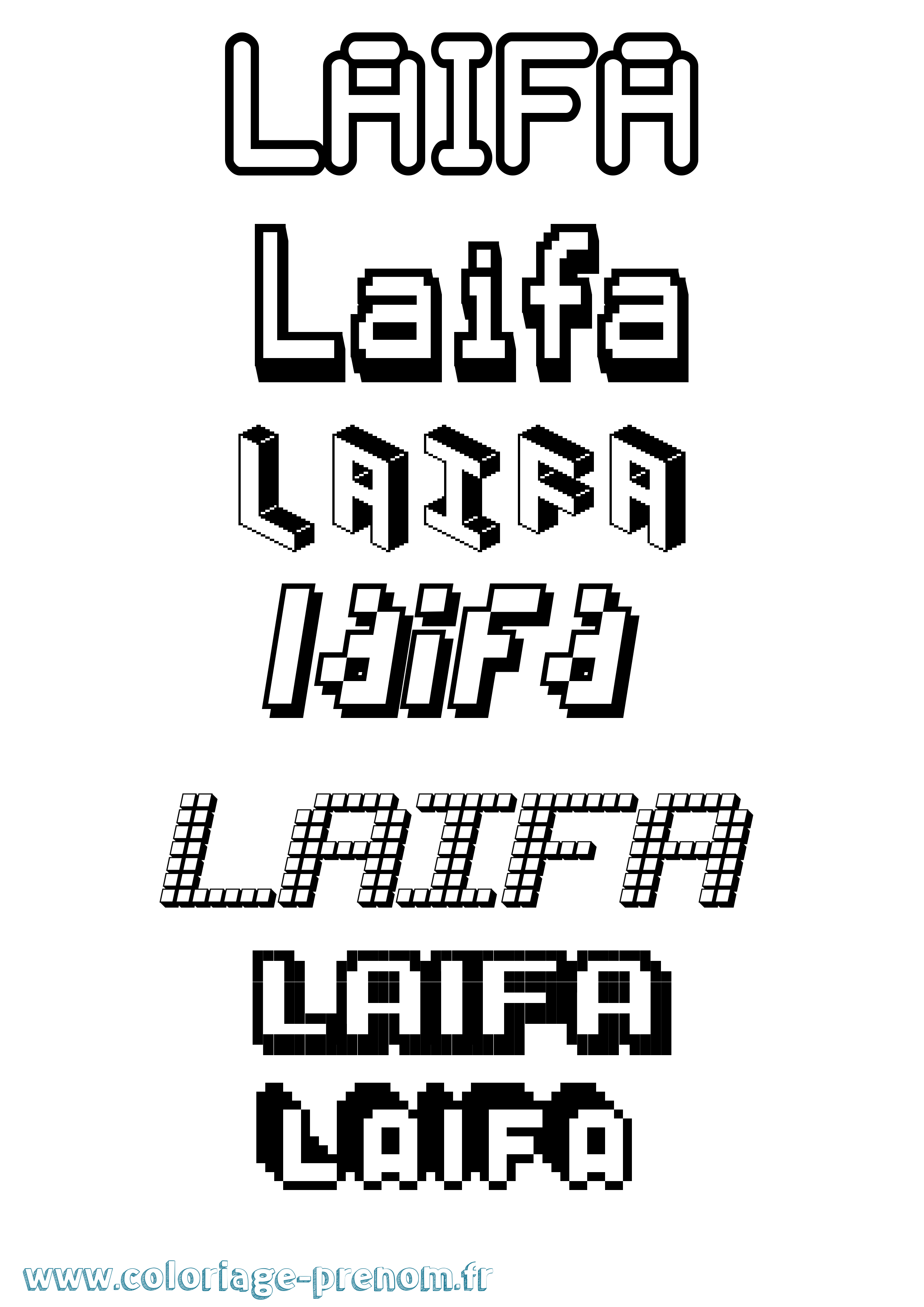 Coloriage prénom Laifa Pixel