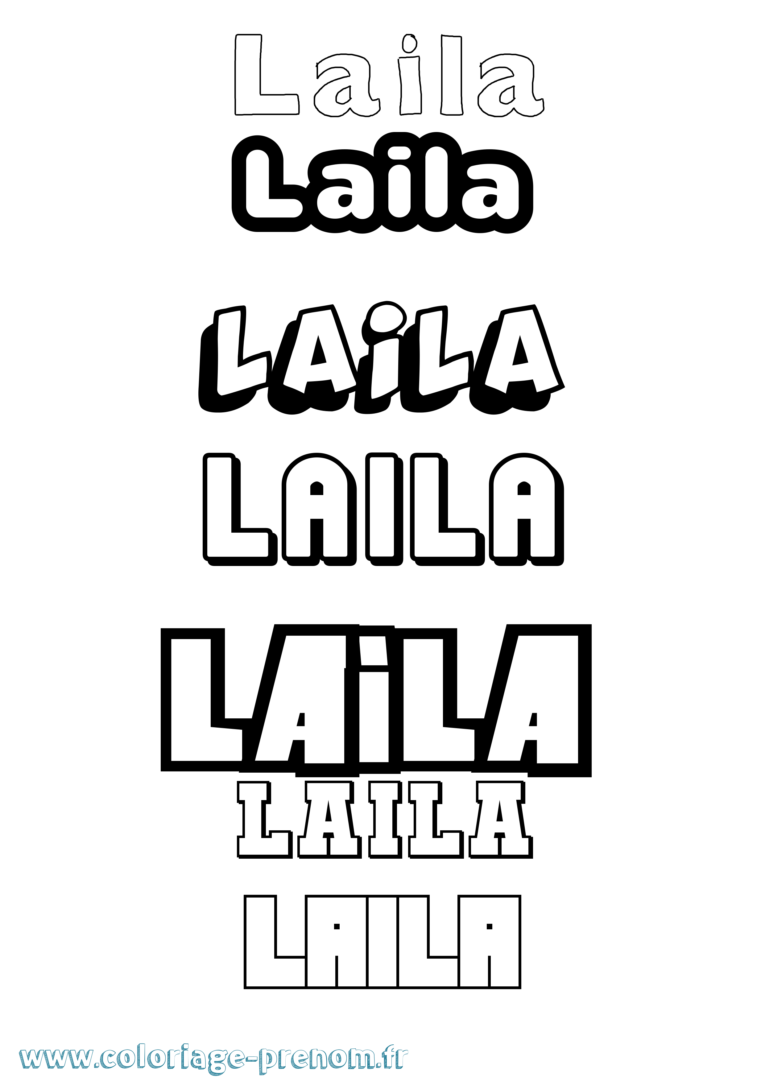 Coloriage prénom Laila Simple