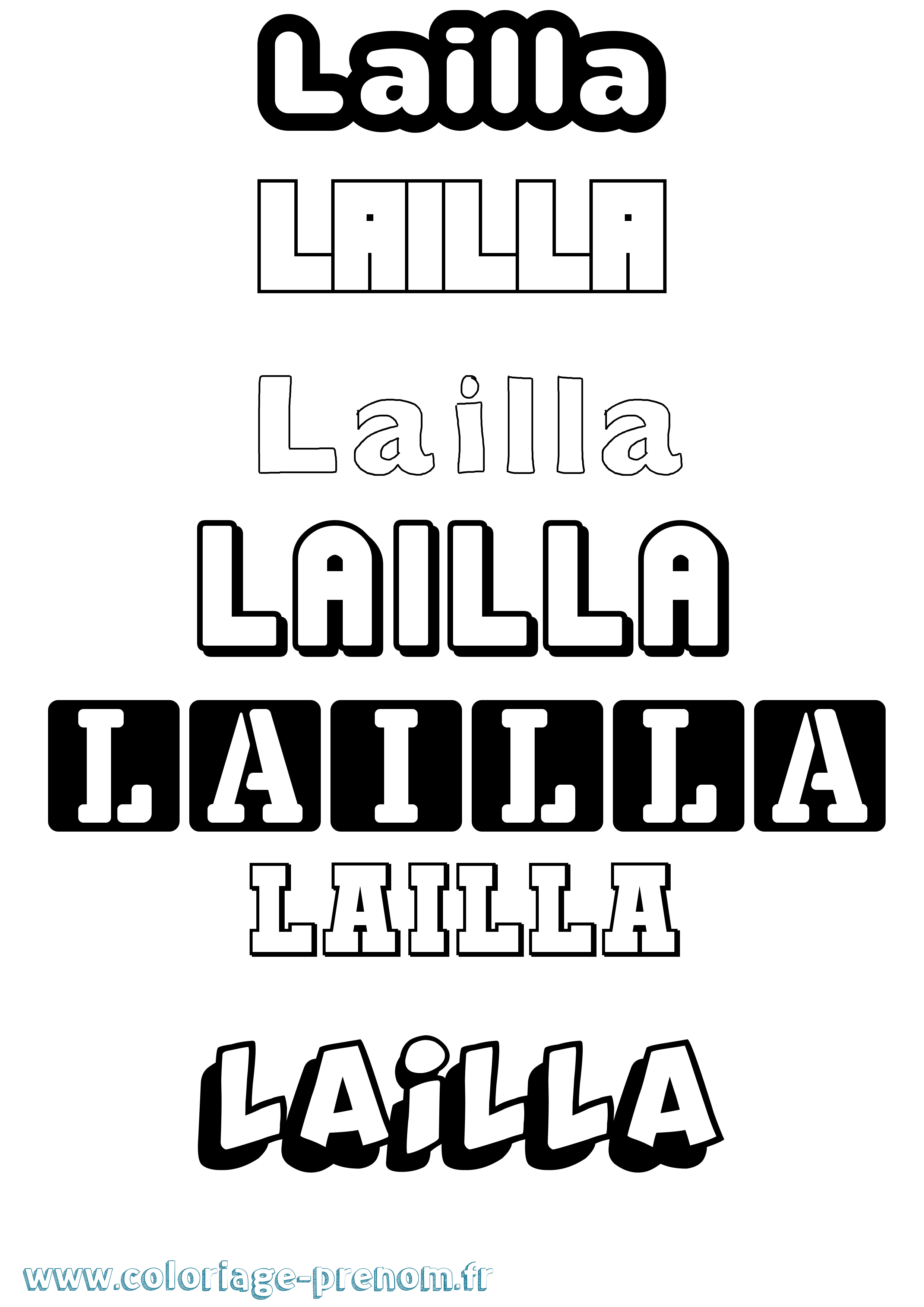 Coloriage prénom Lailla Simple
