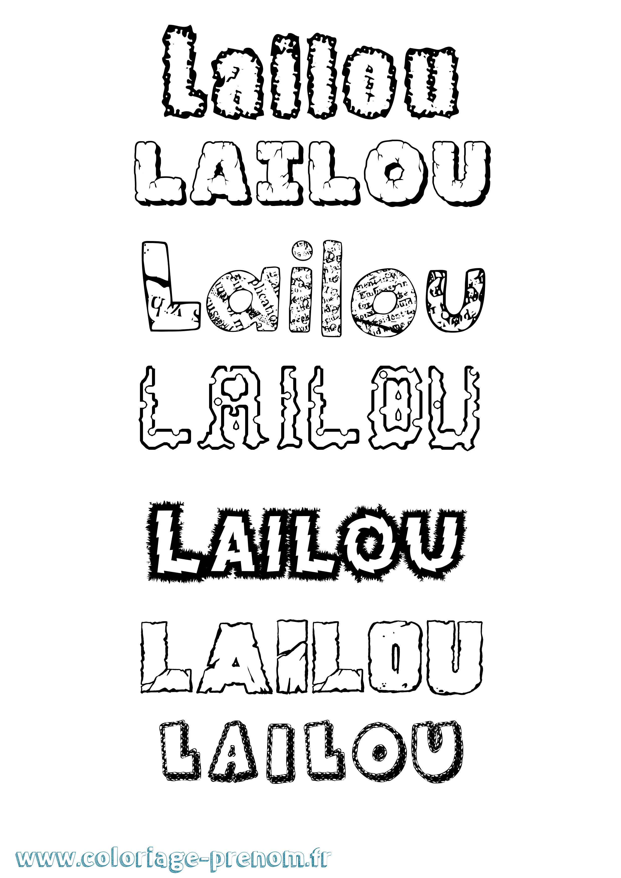 Coloriage prénom Lailou Destructuré