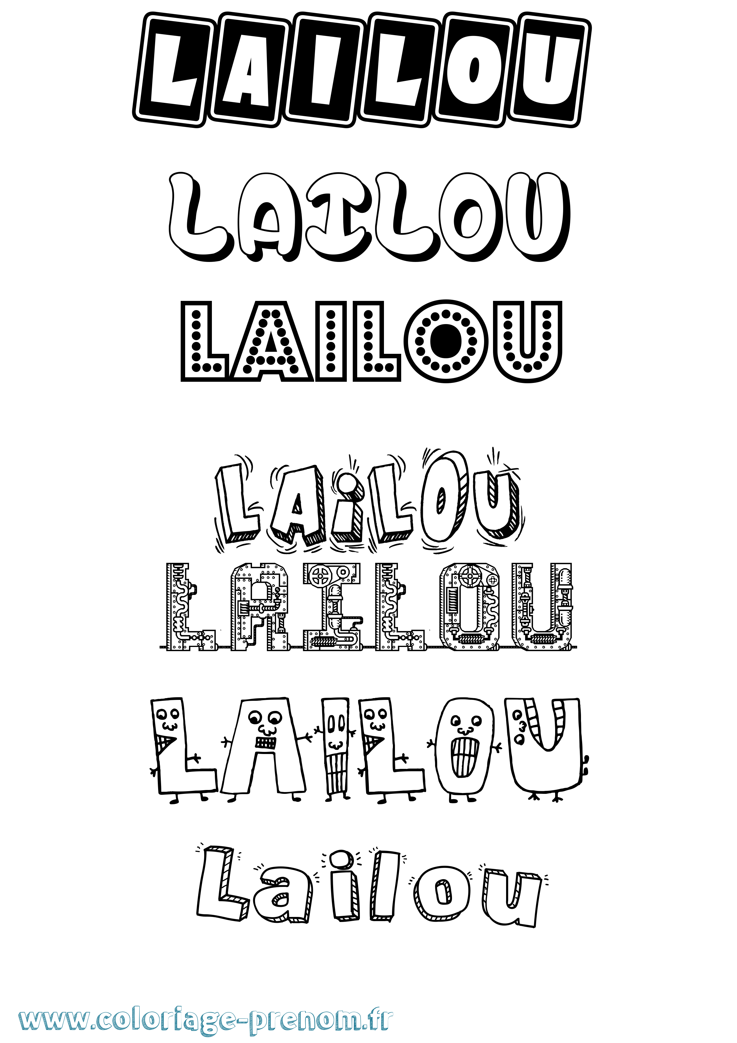 Coloriage prénom Lailou Fun