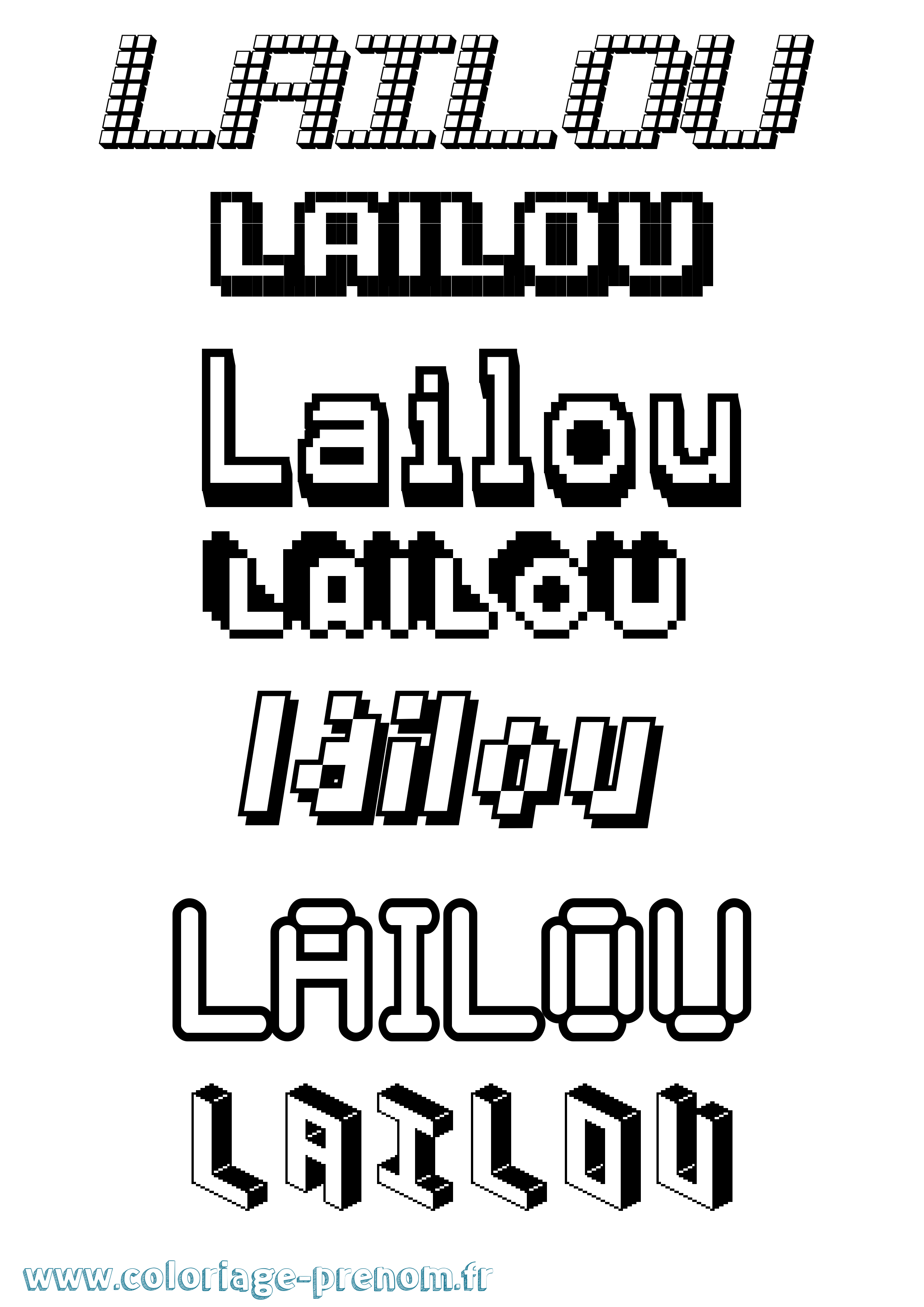 Coloriage prénom Lailou Pixel