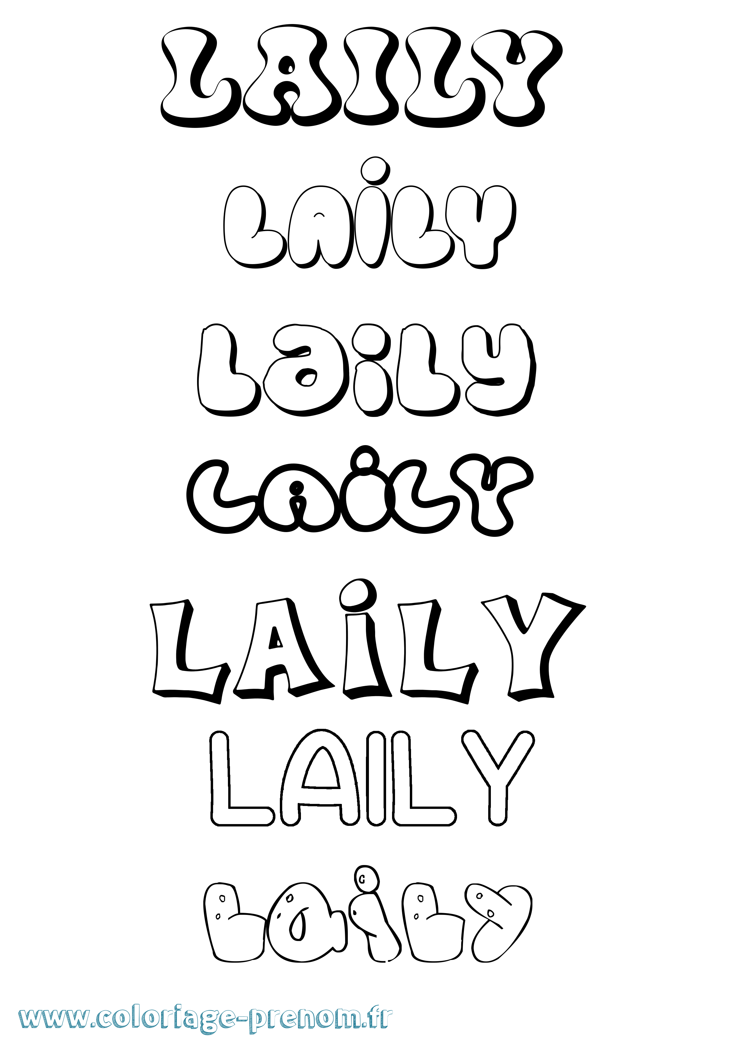 Coloriage prénom Laily Bubble
