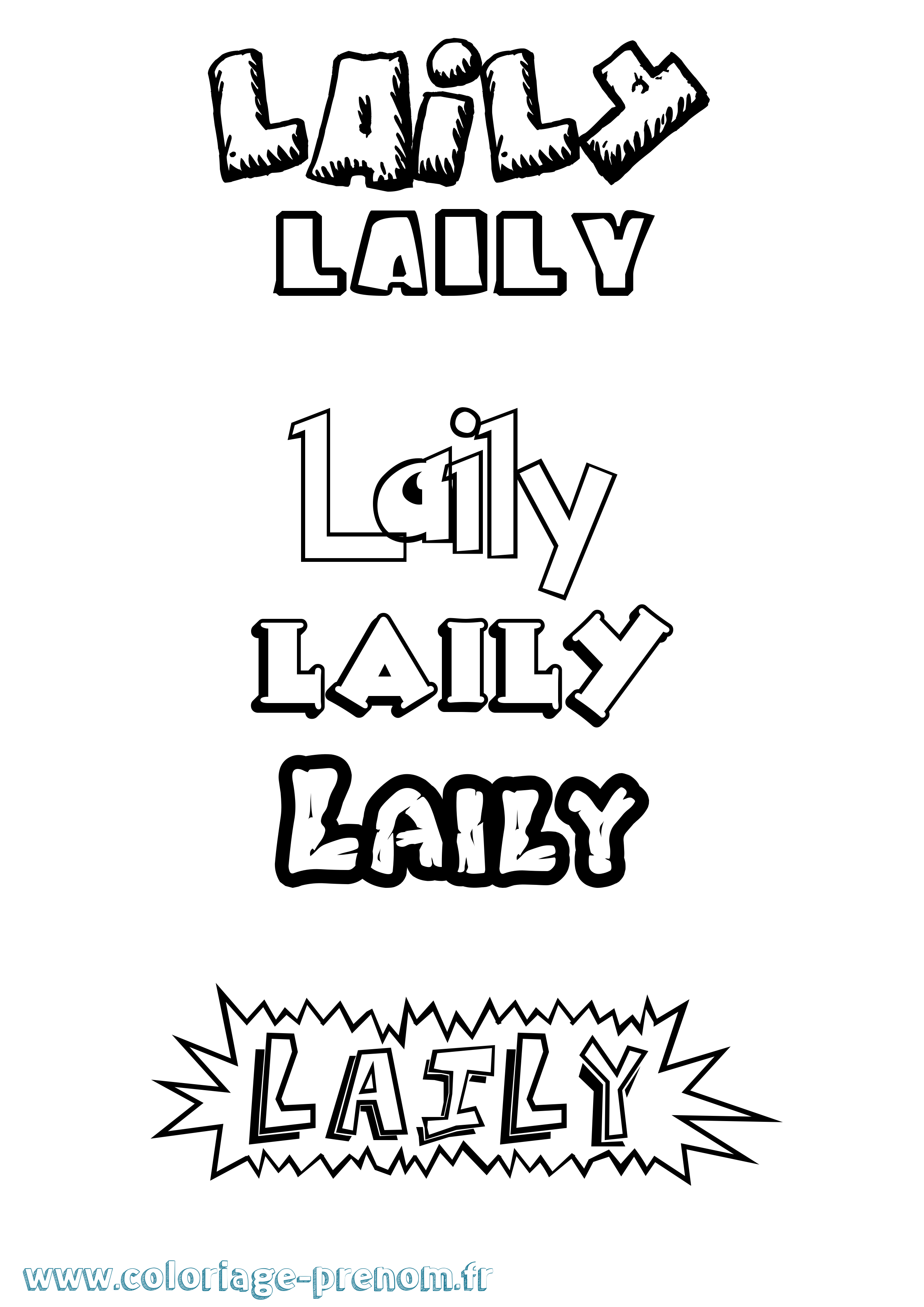 Coloriage prénom Laily Dessin Animé