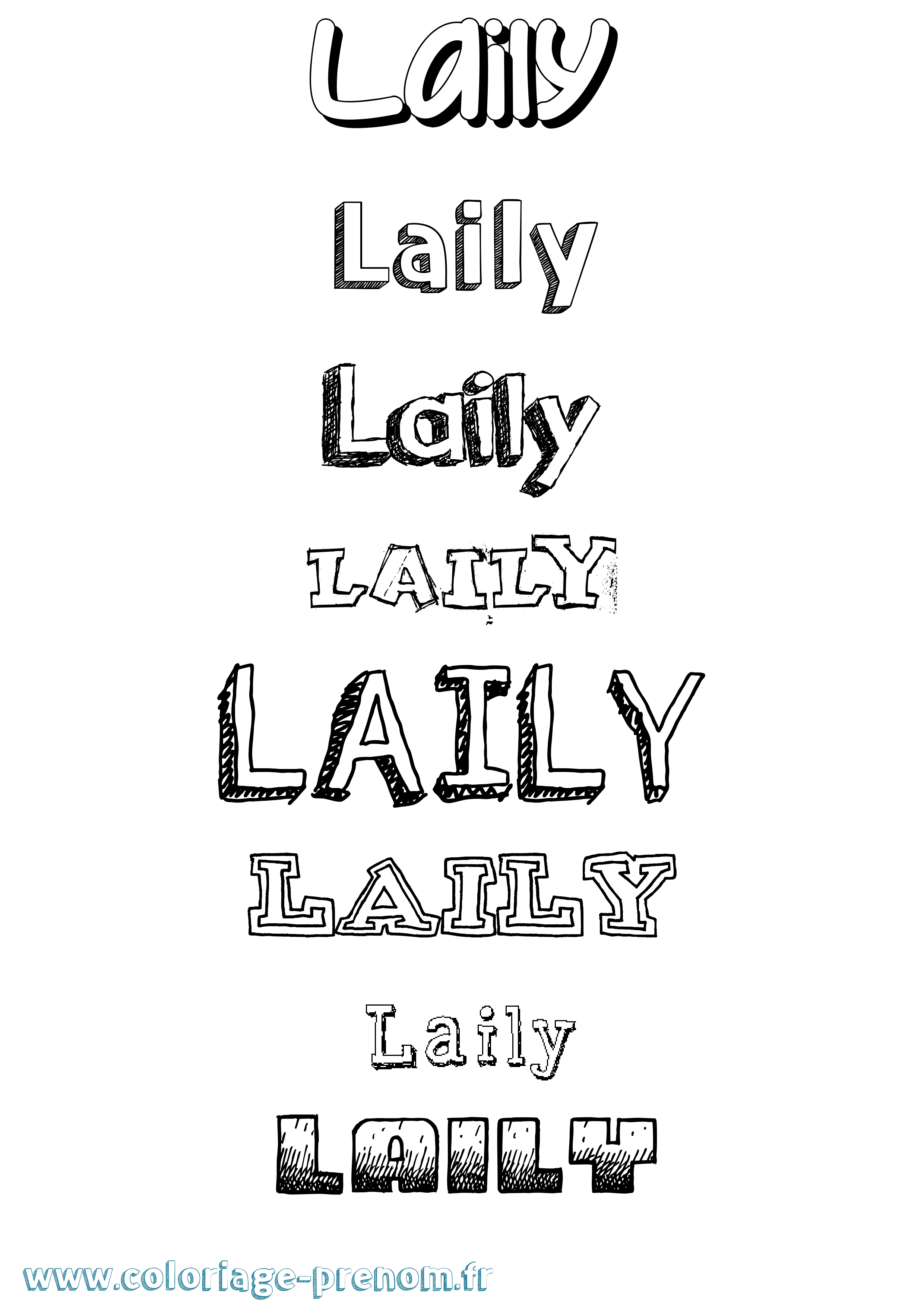 Coloriage prénom Laily Dessiné