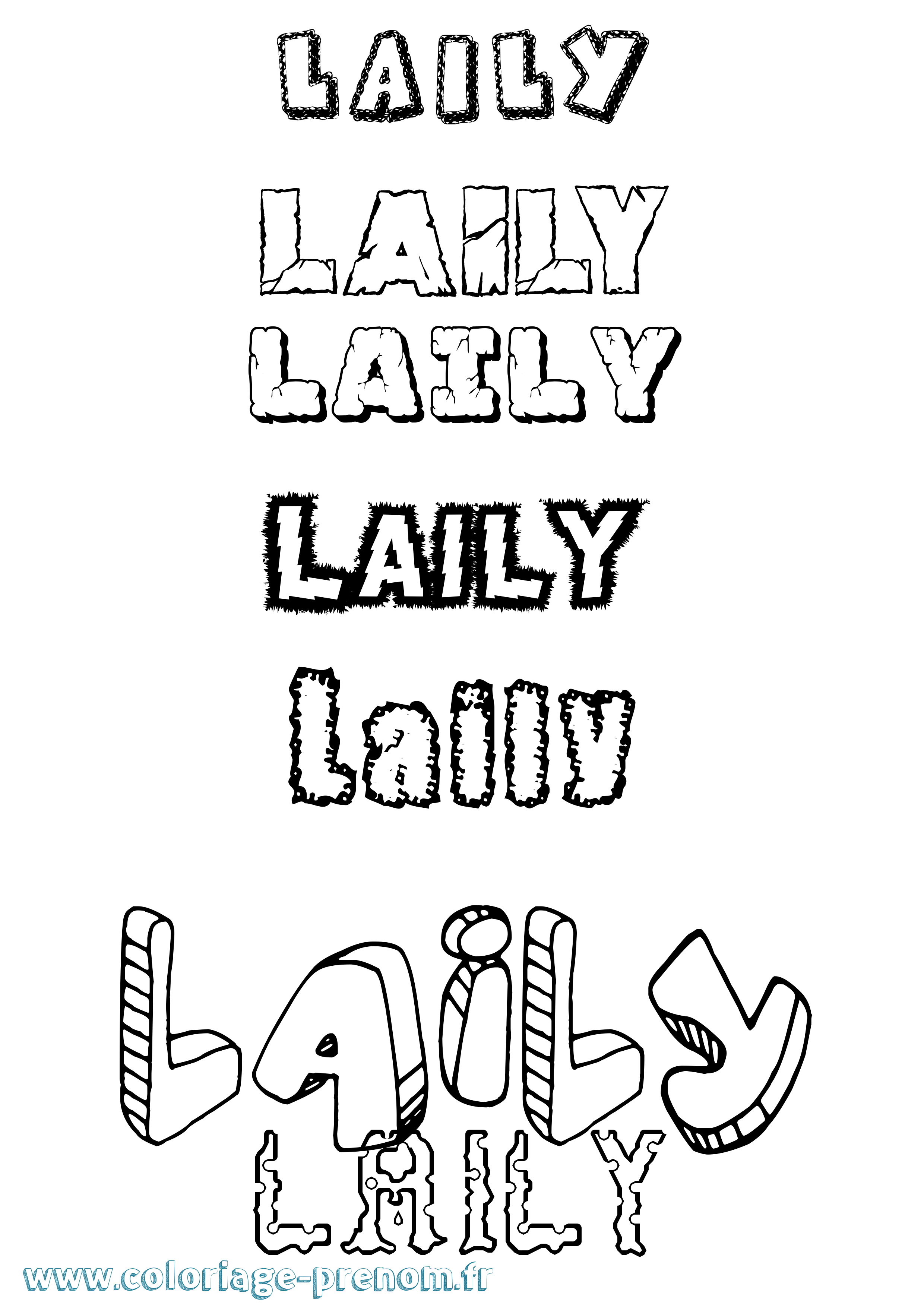 Coloriage prénom Laily Destructuré