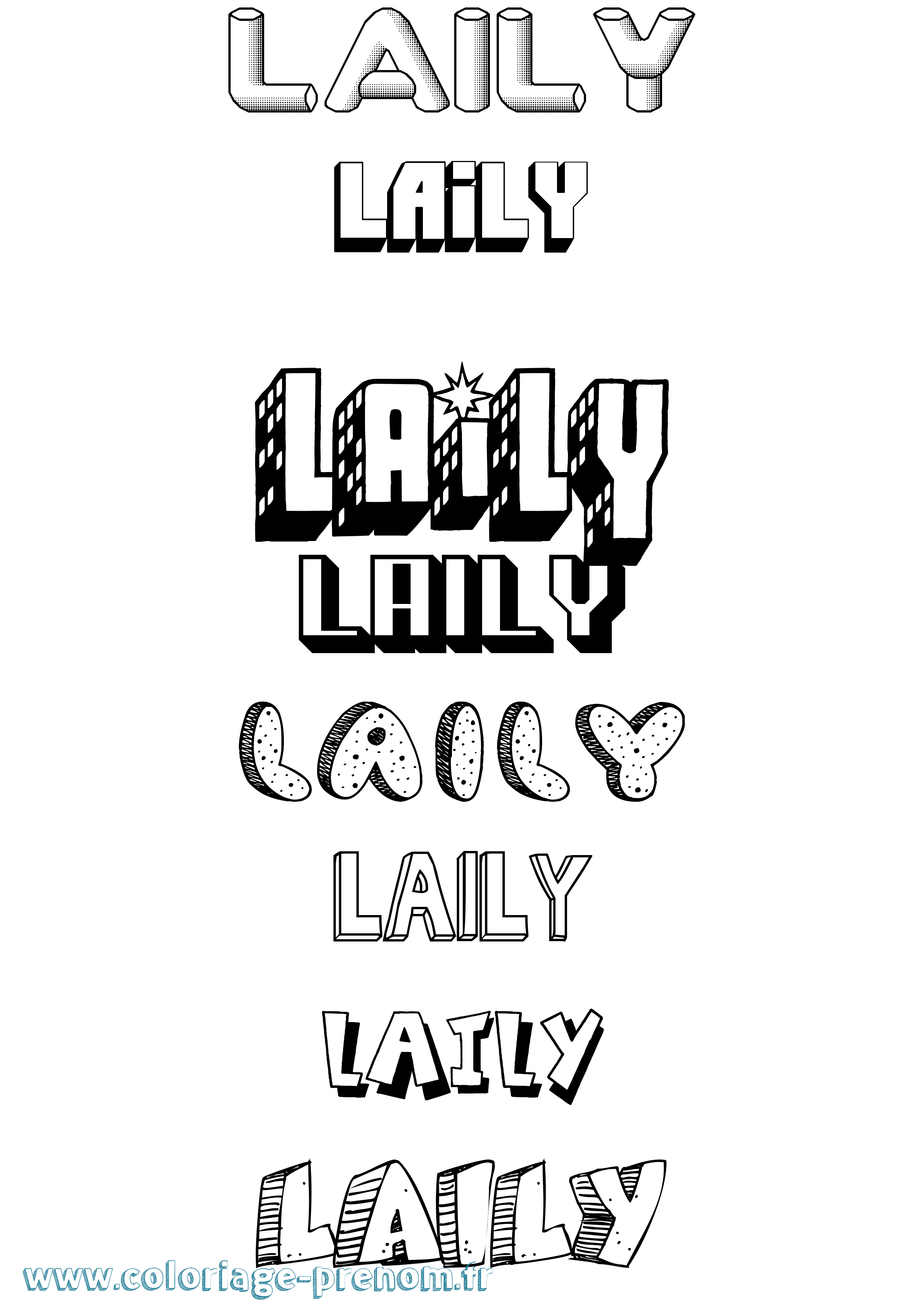 Coloriage prénom Laily Effet 3D