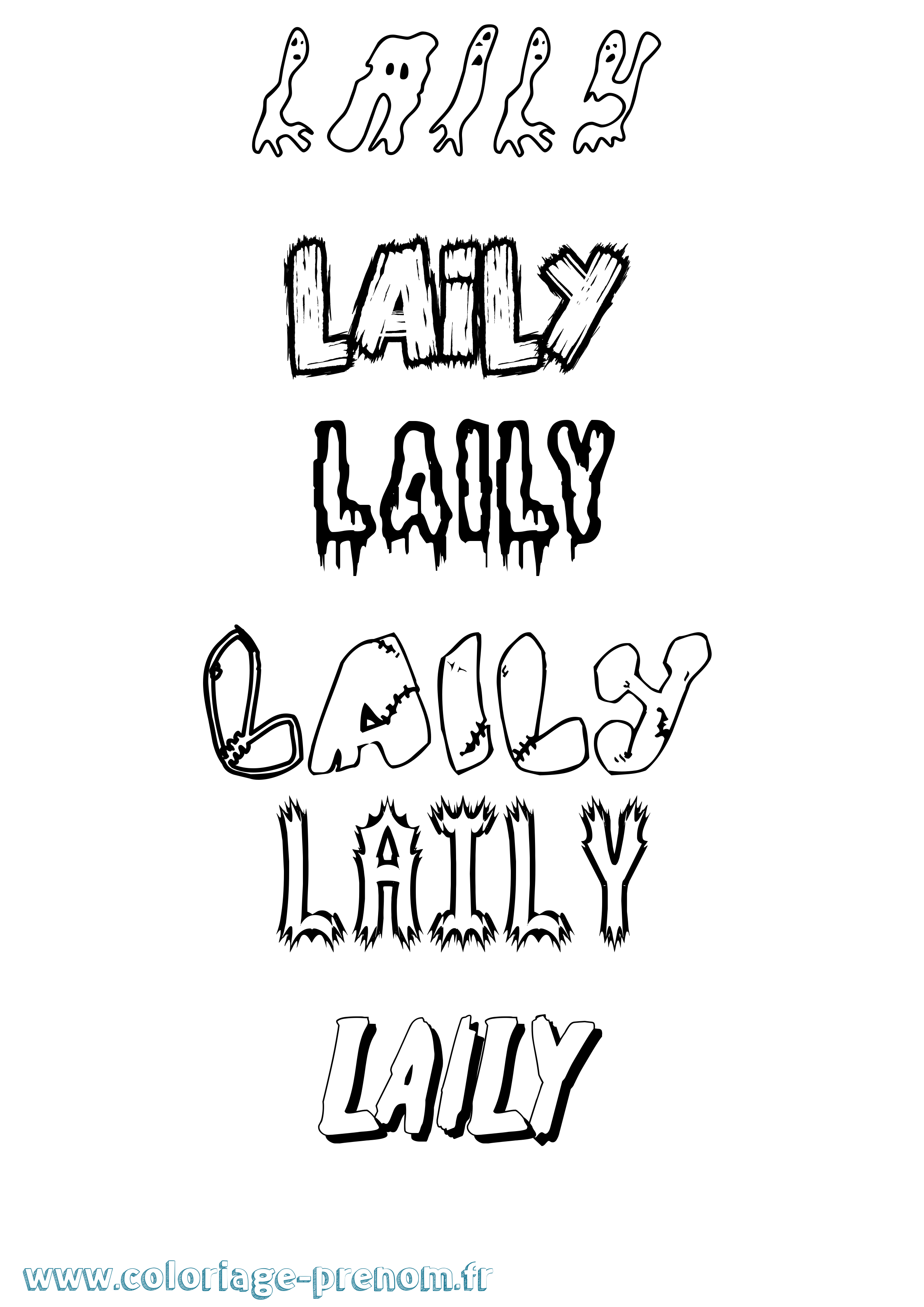 Coloriage prénom Laily Frisson