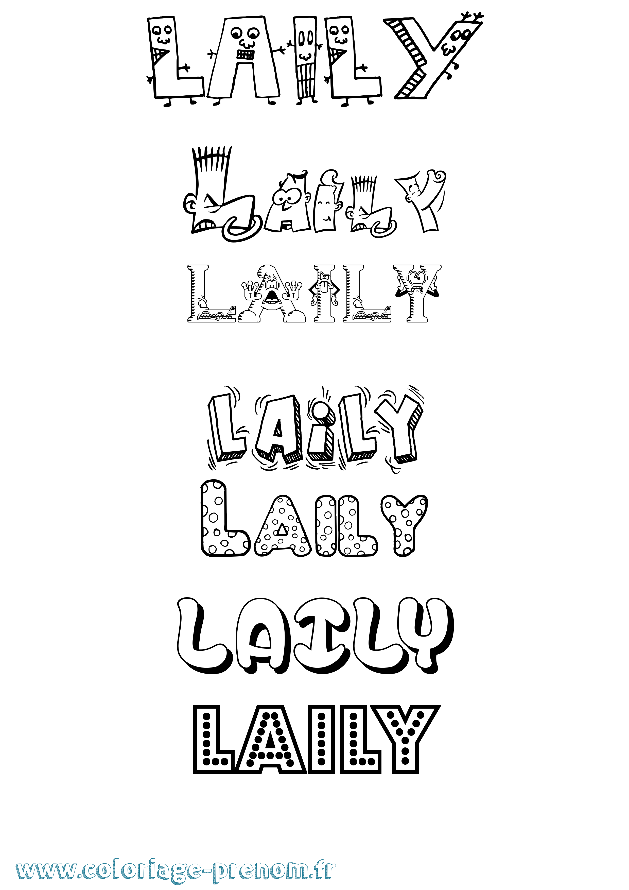 Coloriage prénom Laily Fun