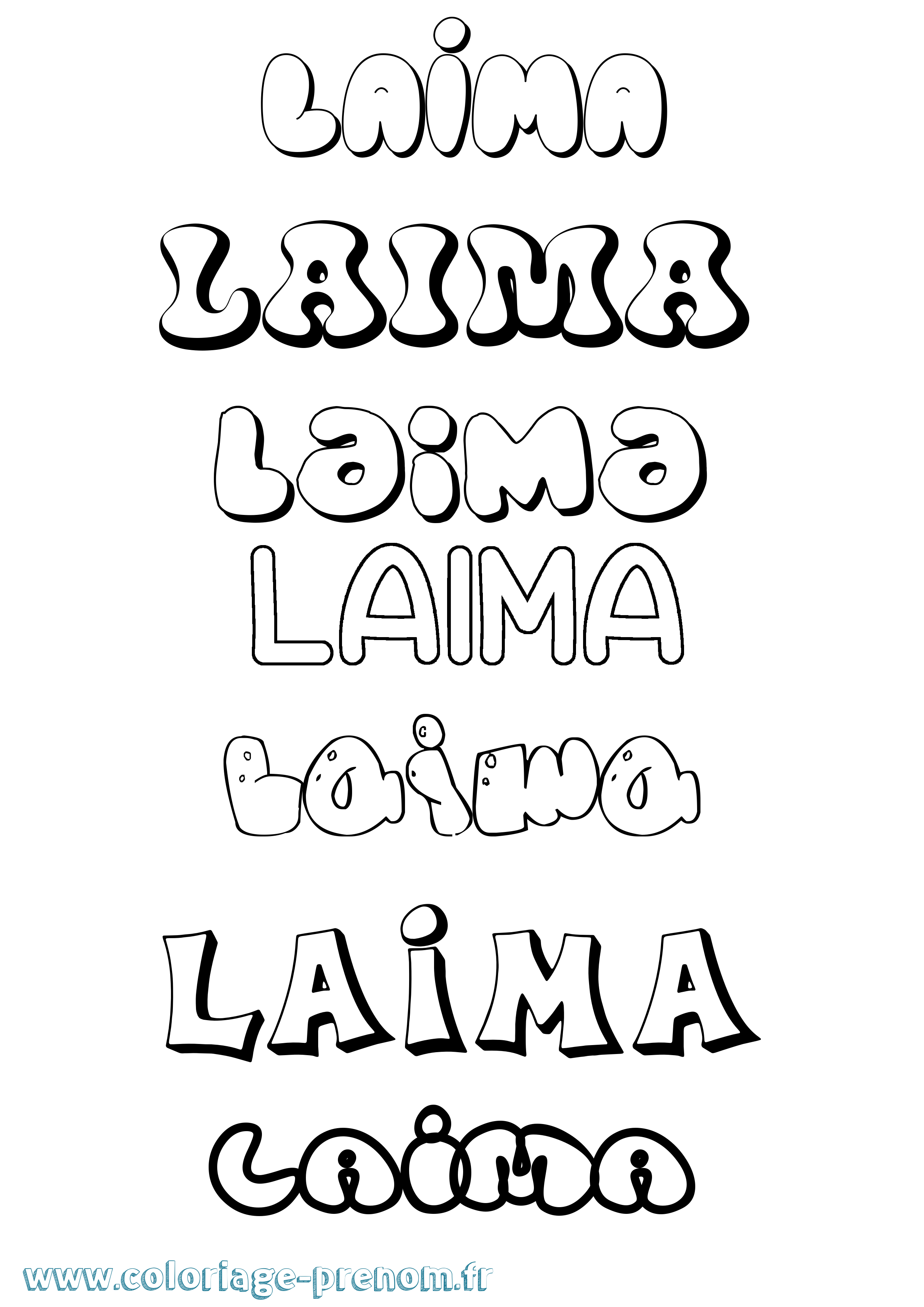 Coloriage Laima Bubble Coloriage prénom Laima Bubble