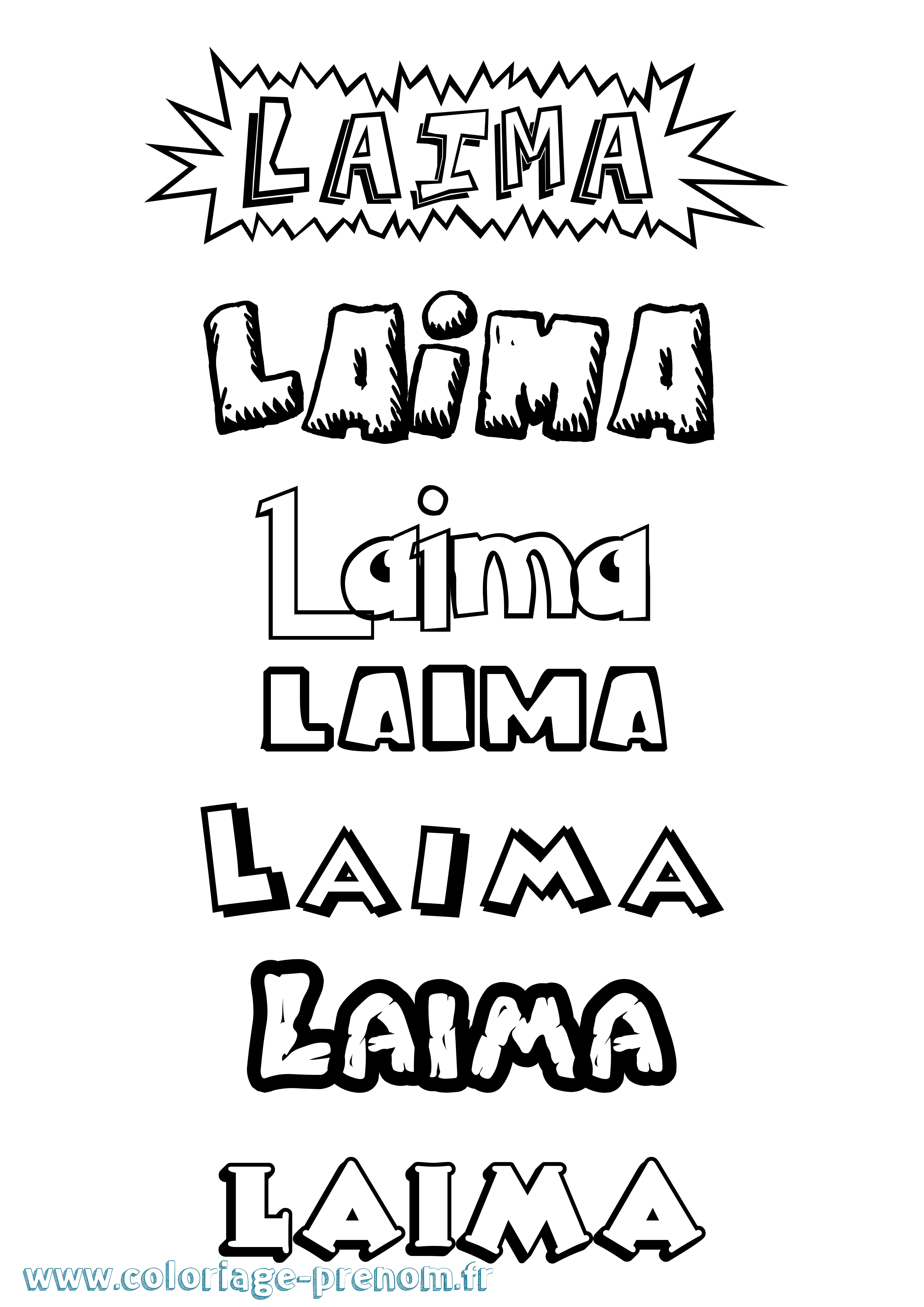 Coloriage prénom Laima Dessin Animé
