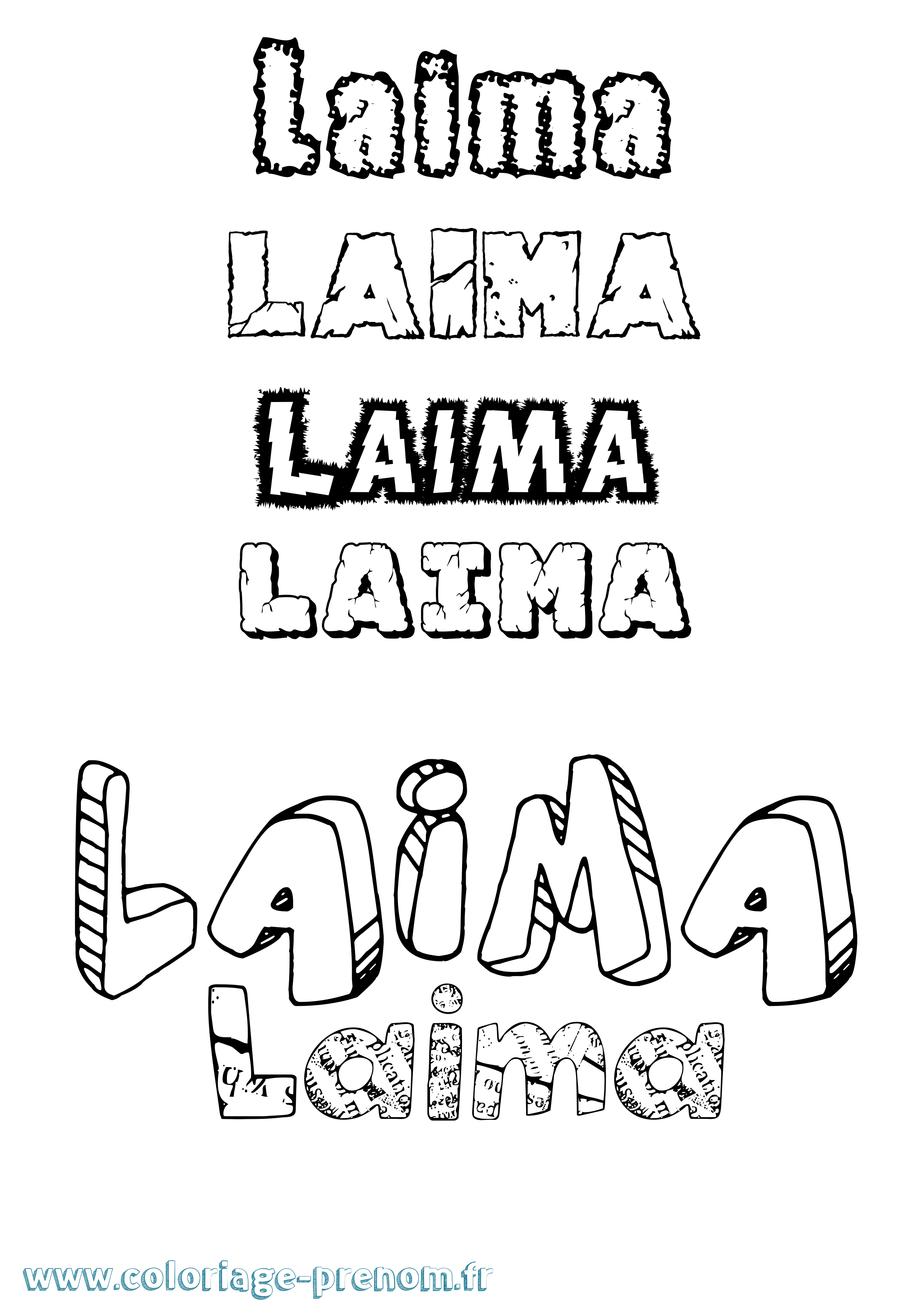 Coloriage Laima Destructuré Coloriage prénom Laima Destructuré