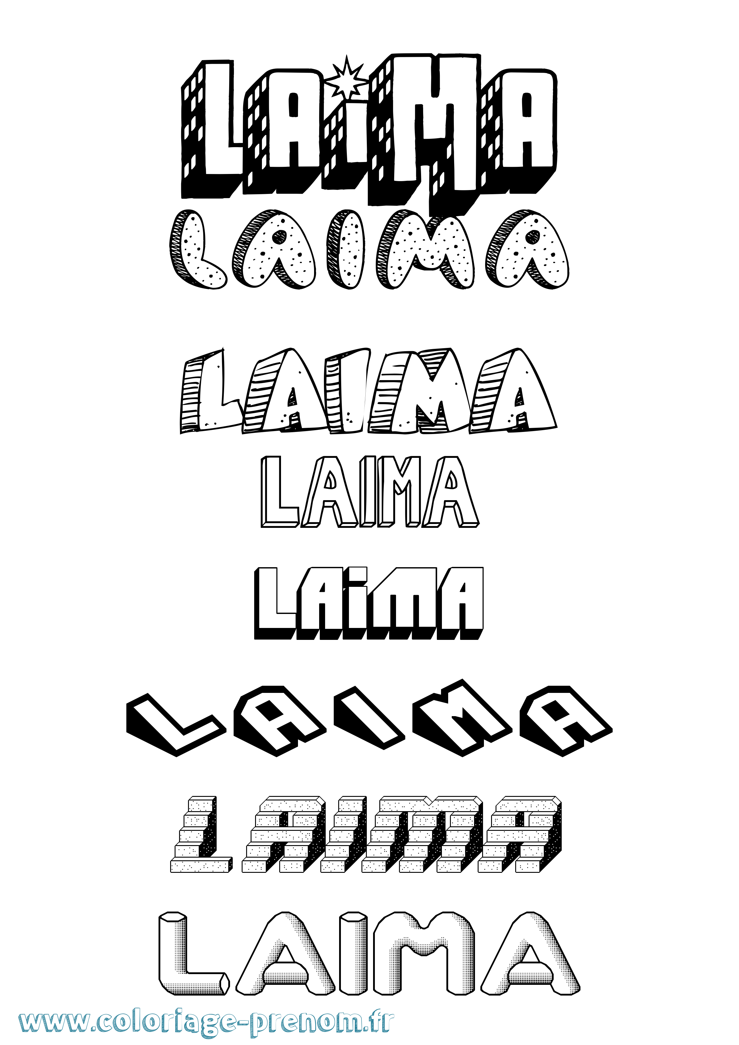 Coloriage Laima Effet 3D Coloriage prénom Laima Effet 3D