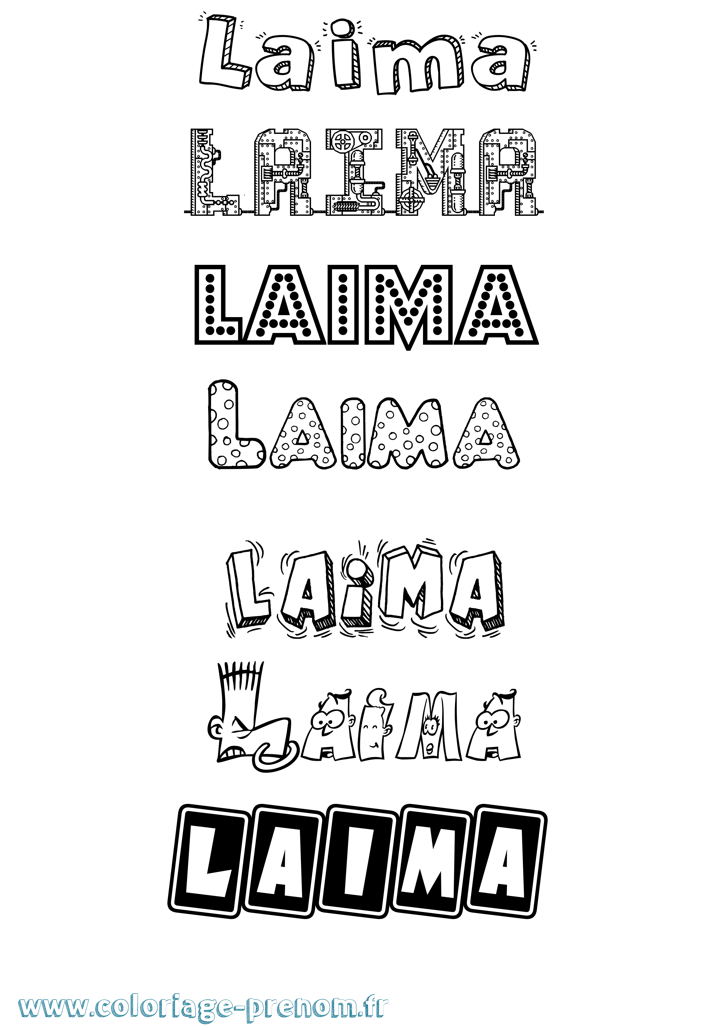 Coloriage prénom Laima Fun