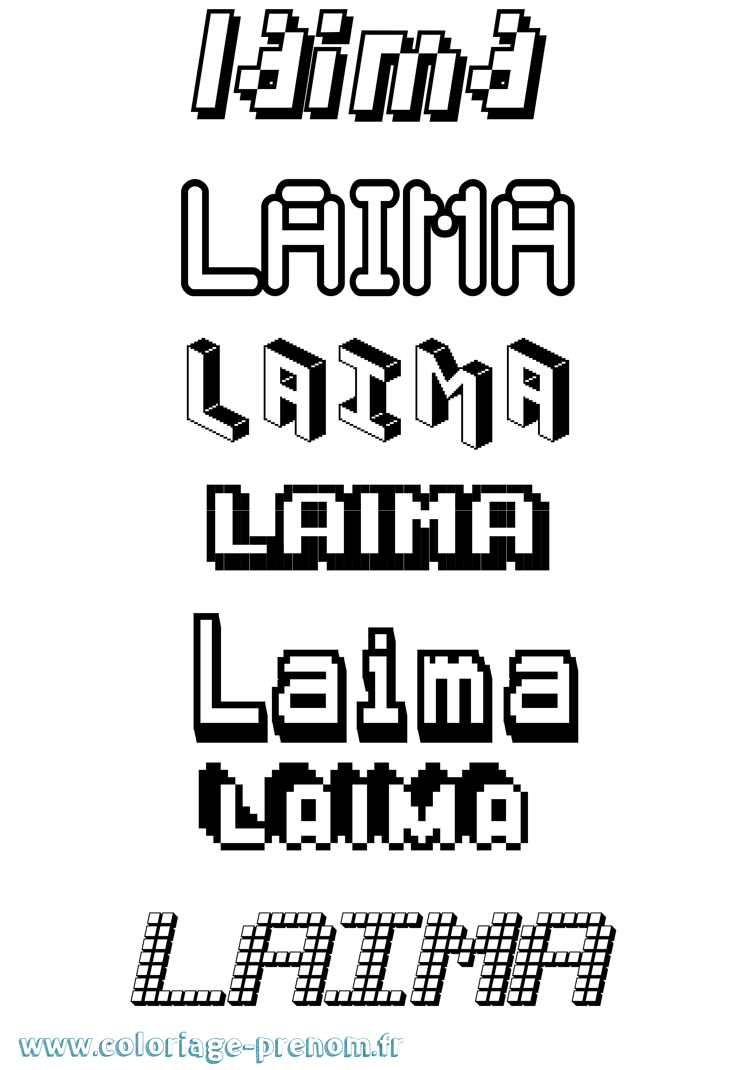 Coloriage prénom Laima Pixel