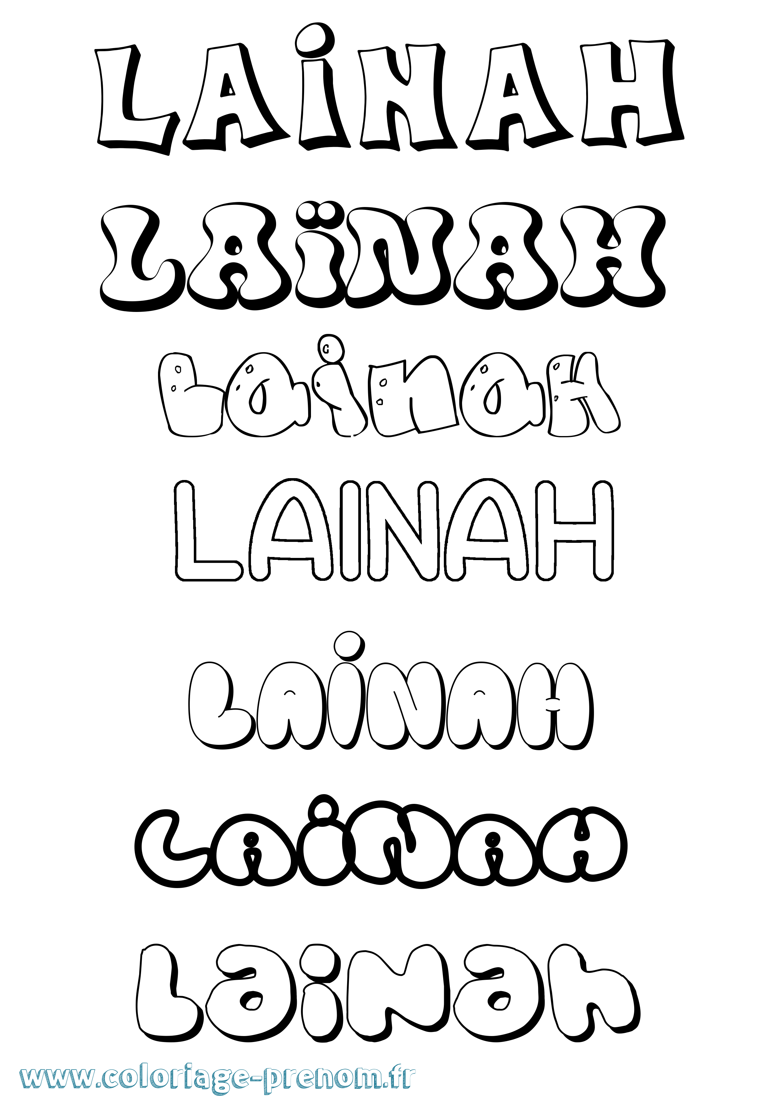 Coloriage prénom Laïnah Bubble