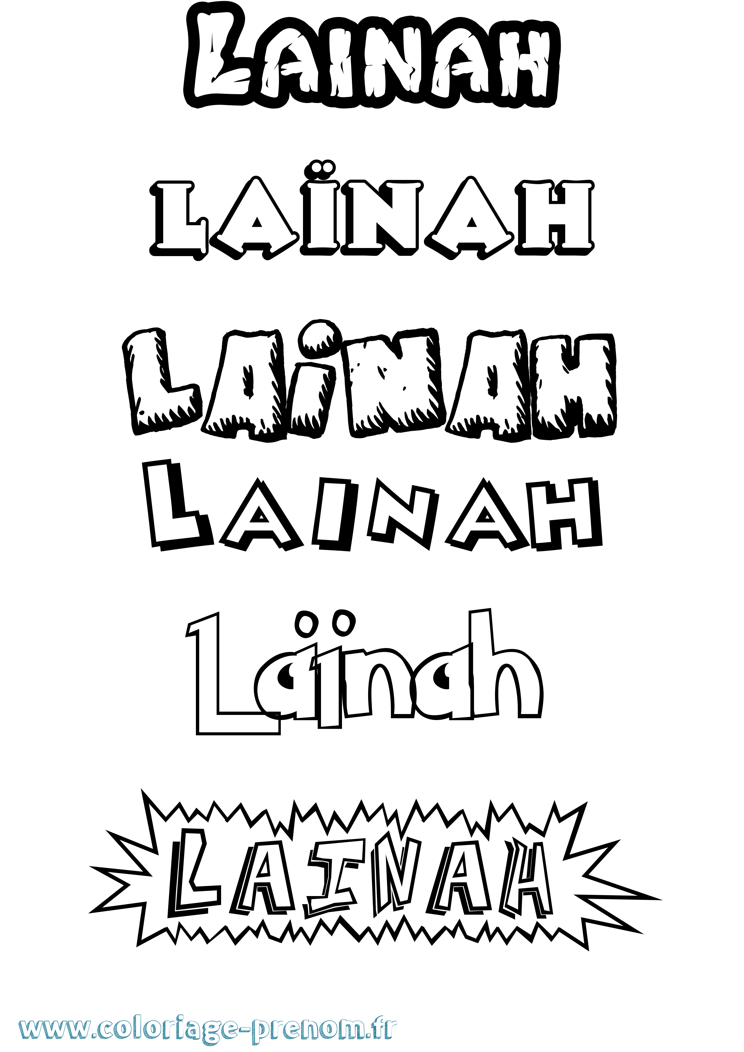 Coloriage prénom Laïnah Dessin Animé