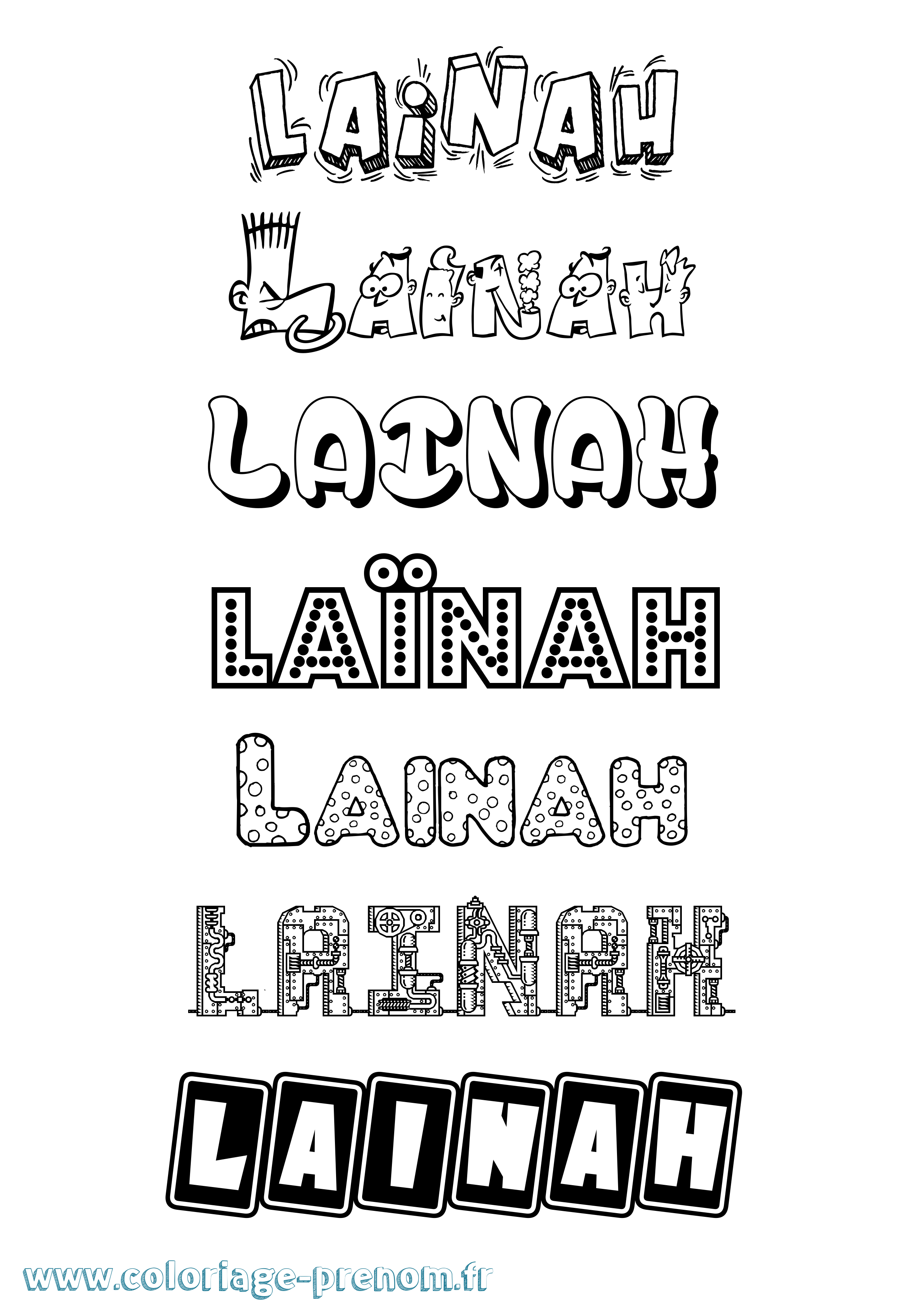 Coloriage prénom Laïnah Fun