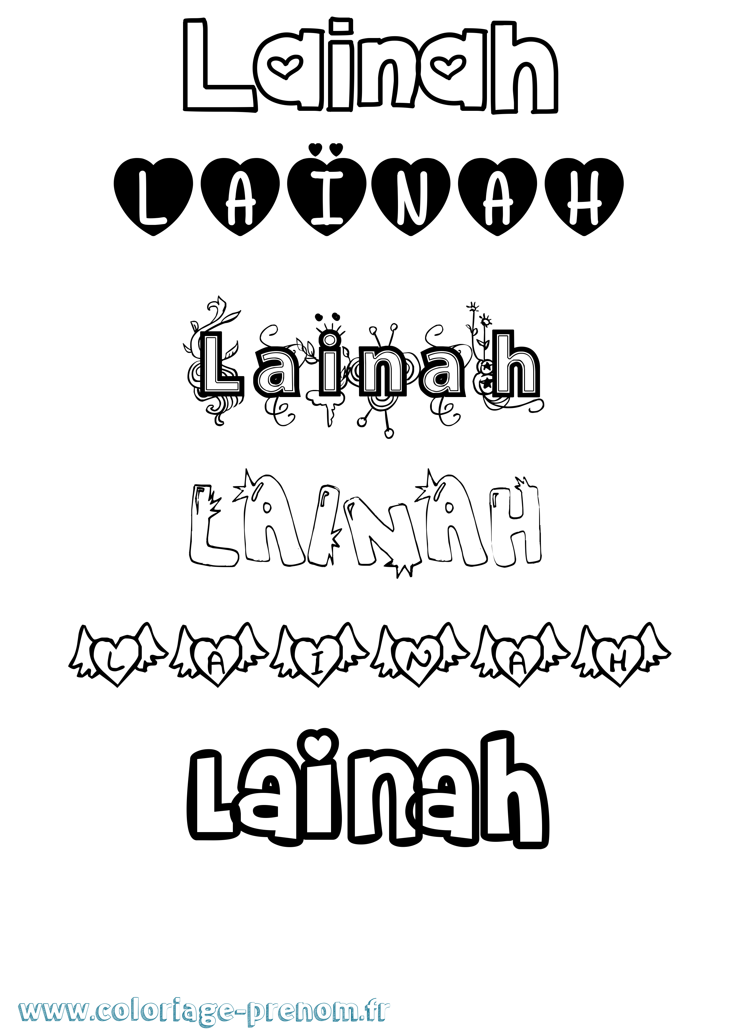 Coloriage prénom Laïnah Girly