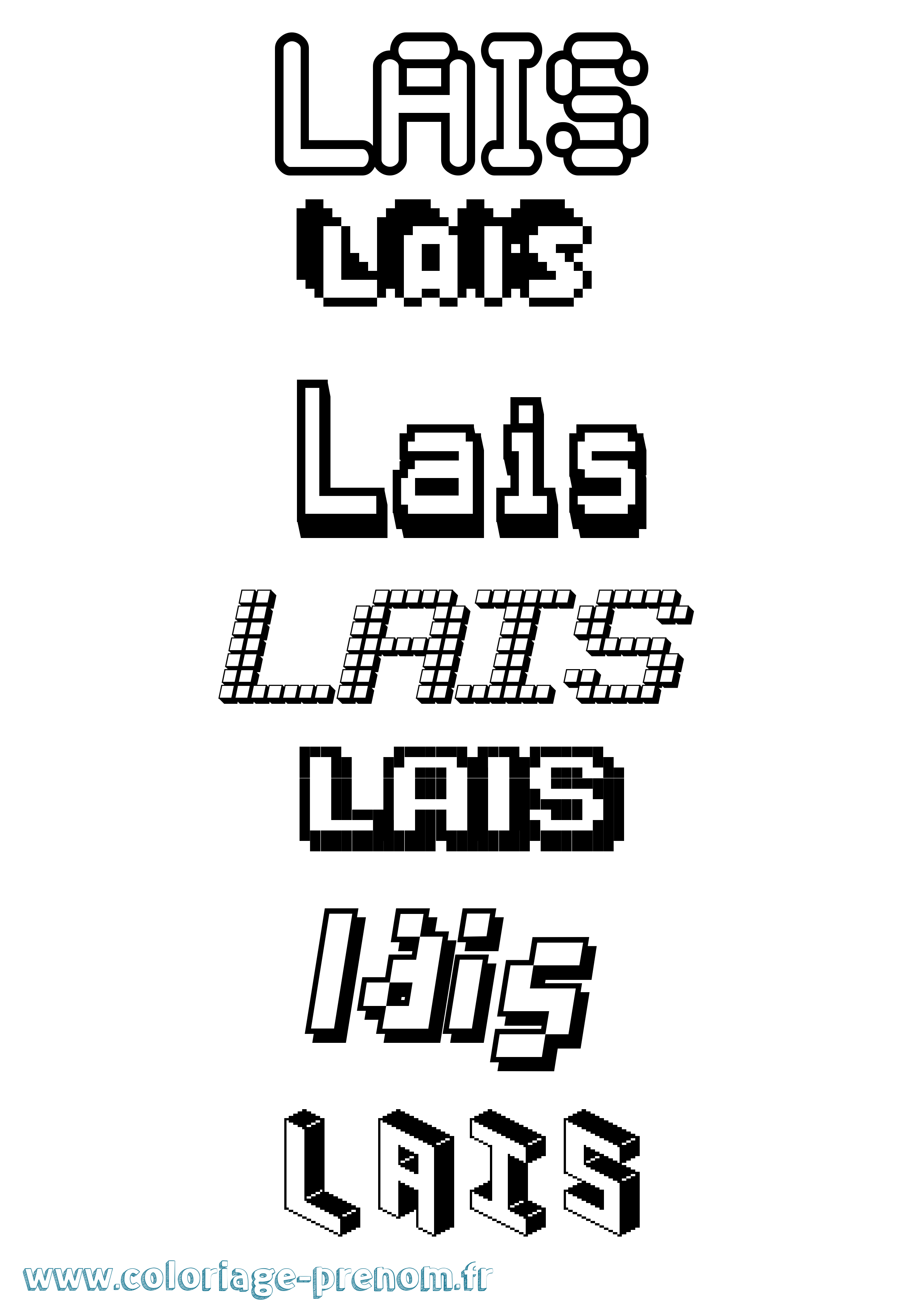 Coloriage prénom Lais Pixel