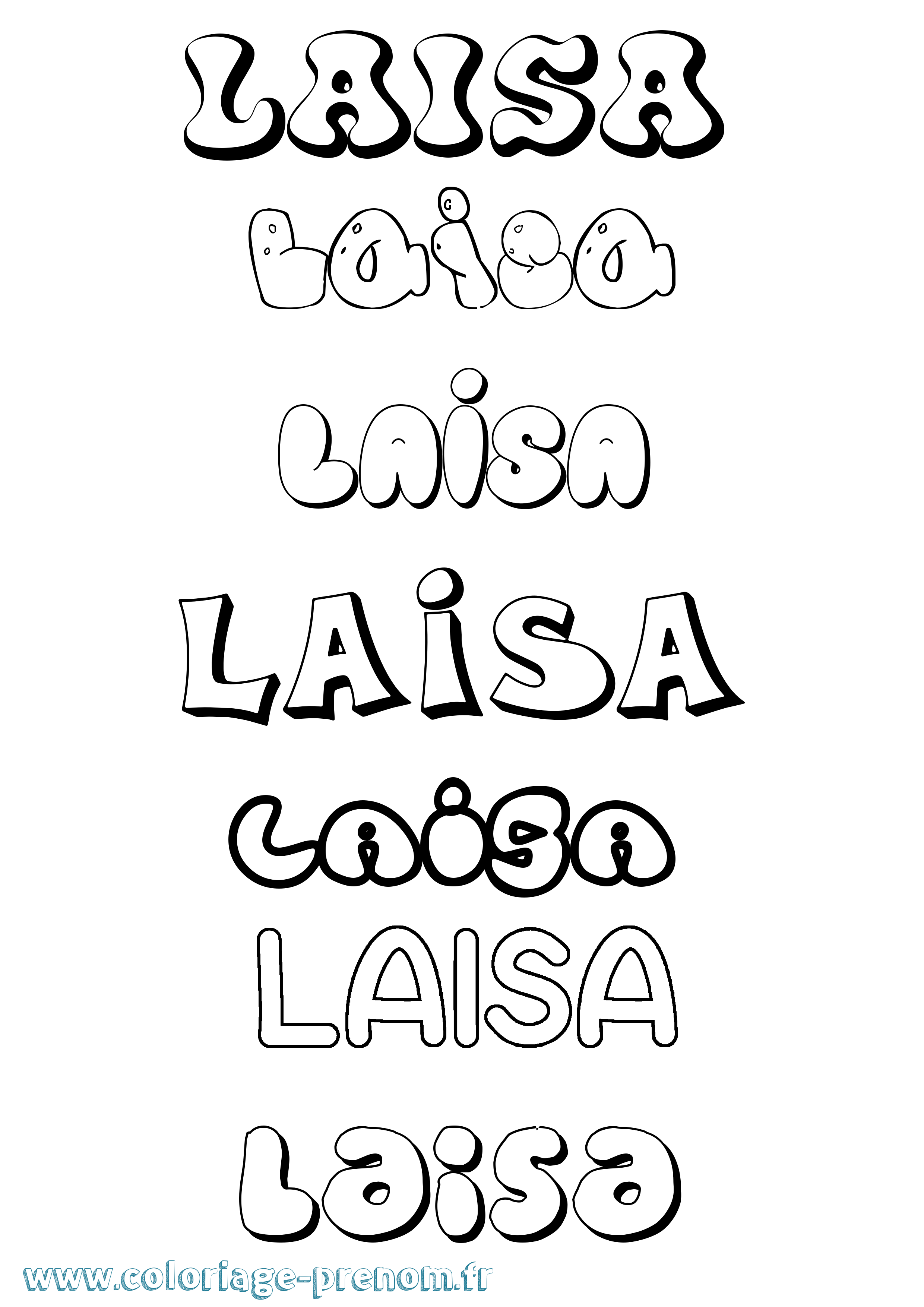 Coloriage Laisa Bubble Coloriage prénom Laisa Bubble