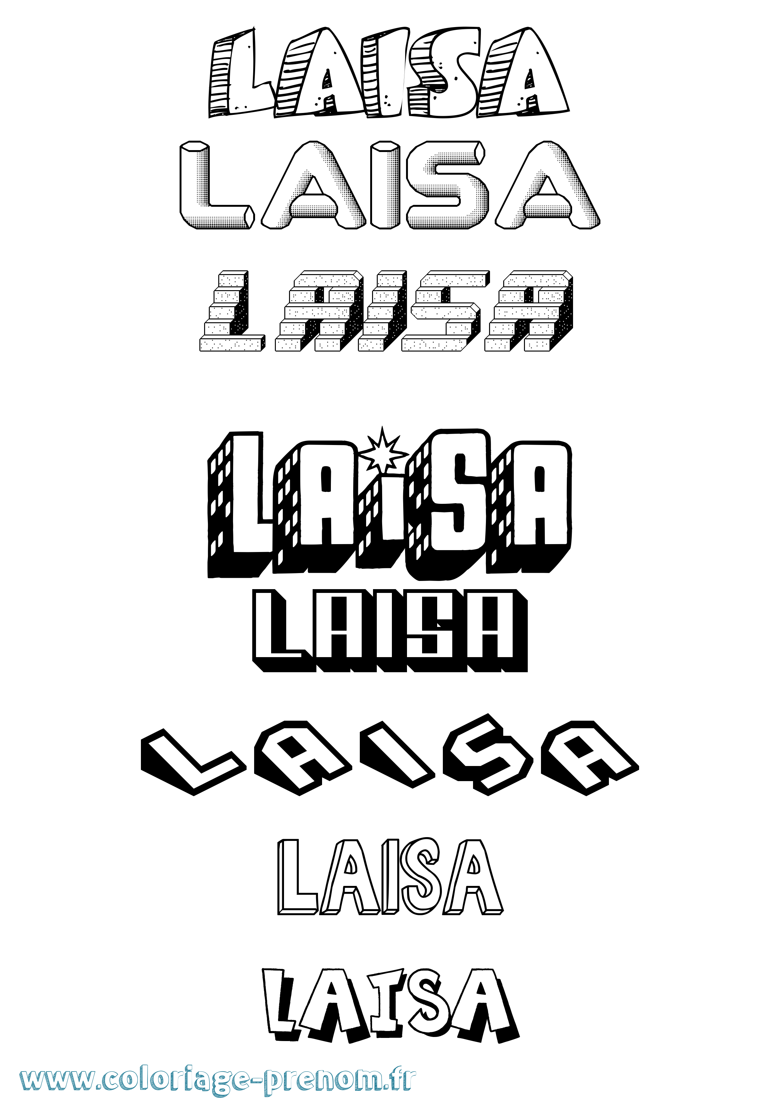 Coloriage Laisa Effet 3D Coloriage prénom Laisa Effet 3D