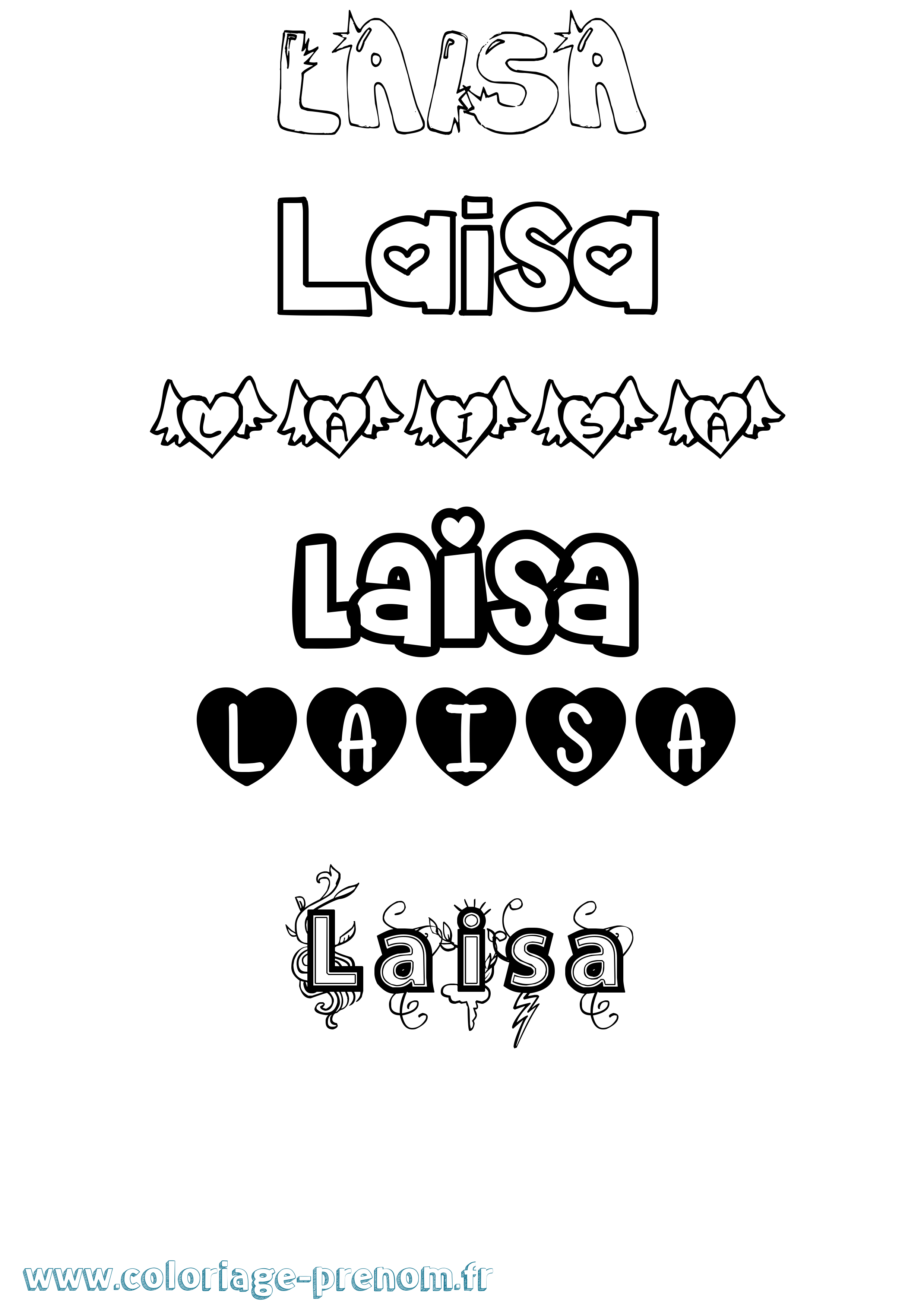 Coloriage Laisa Girly Coloriage prénom Laisa Girly