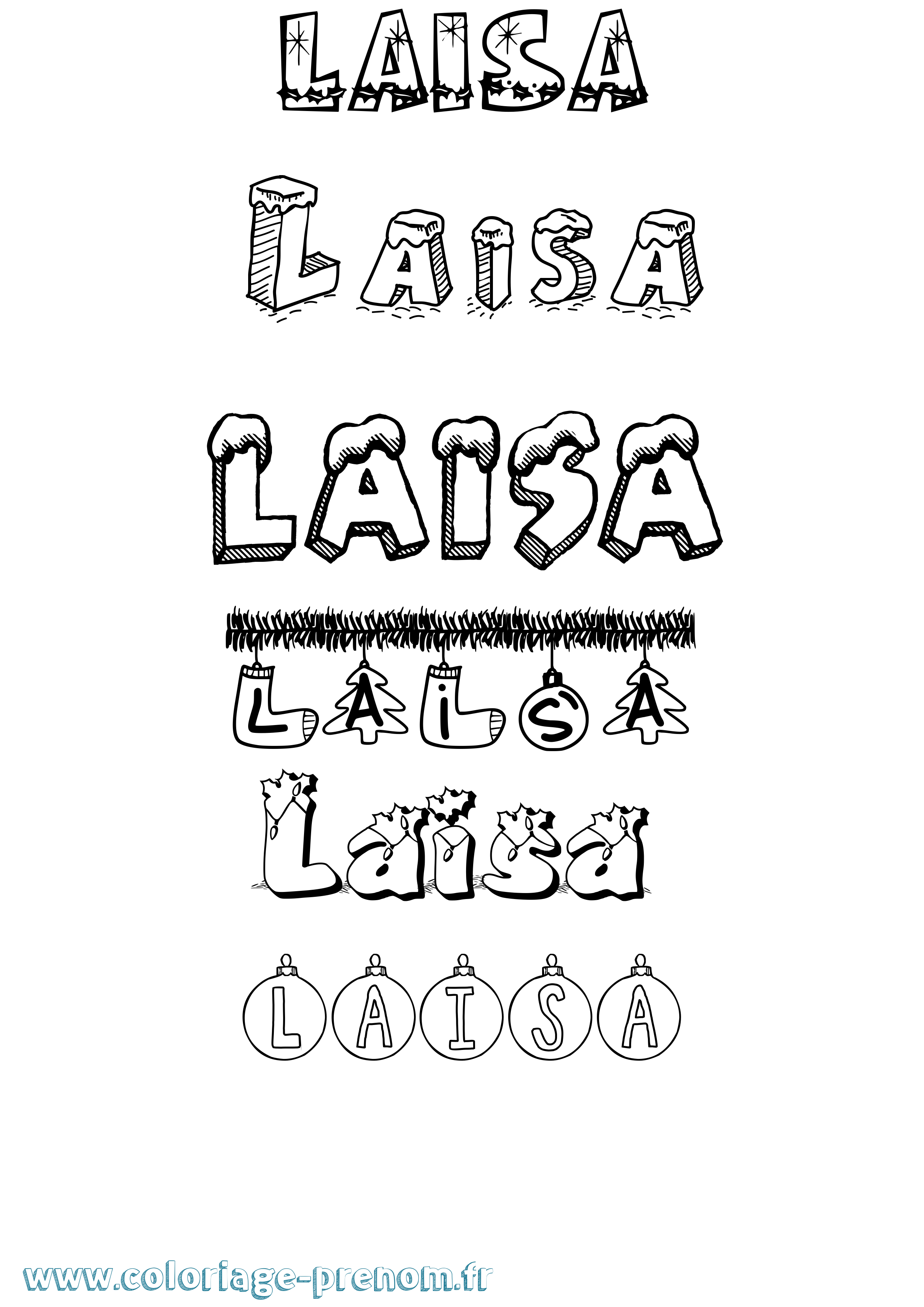 Coloriage Laisa Noël Coloriage prénom Laisa Noël