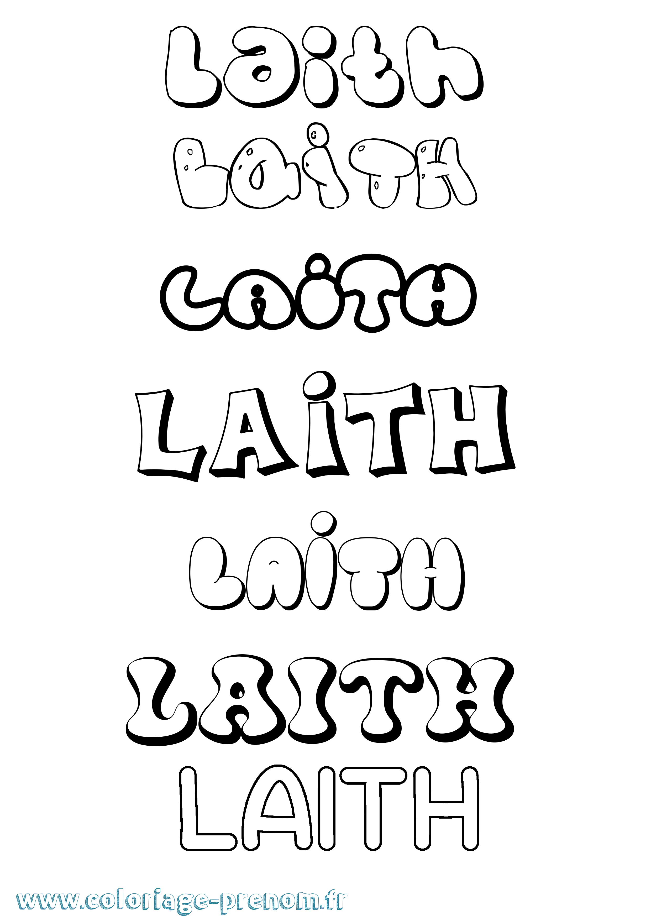 Coloriage Laith Bubble Coloriage prénom Laith Bubble
