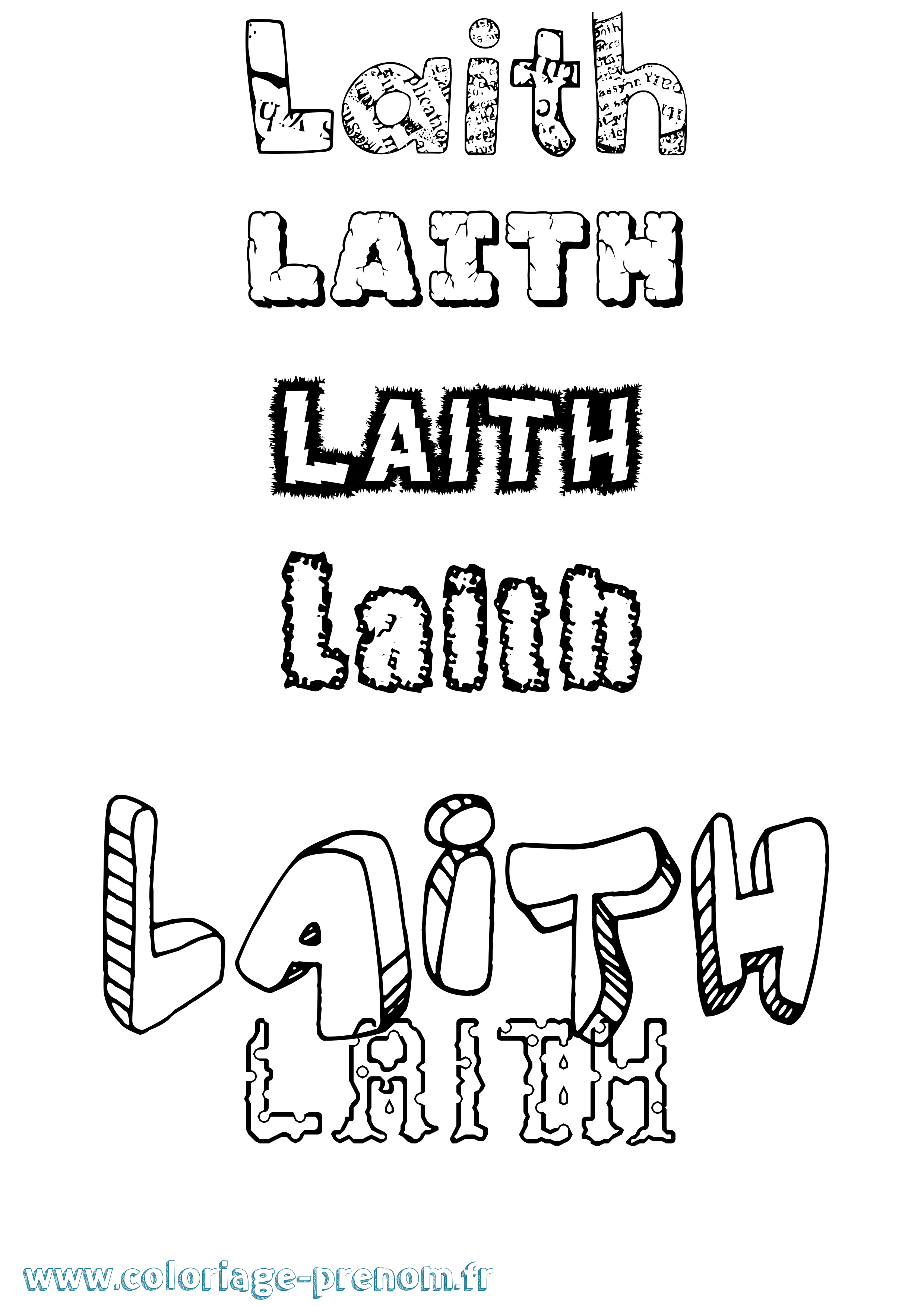 Coloriage prénom Laith Destructuré