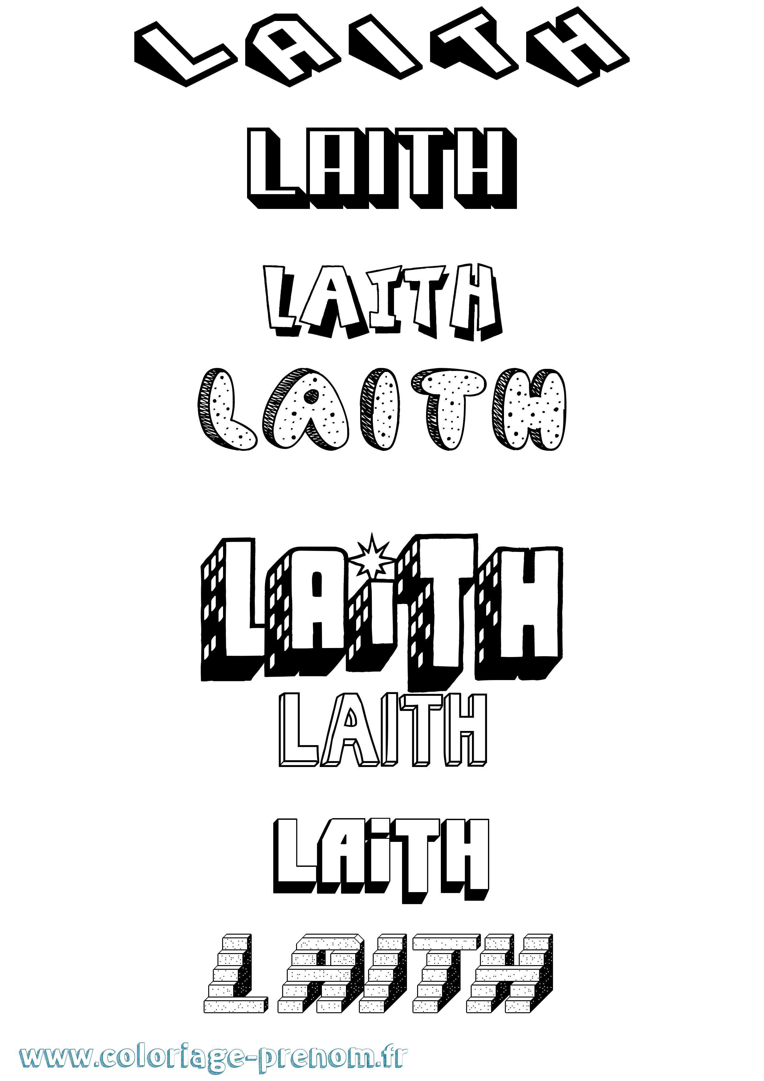 Coloriage Laith Effet 3D Coloriage prénom Laith Effet 3D