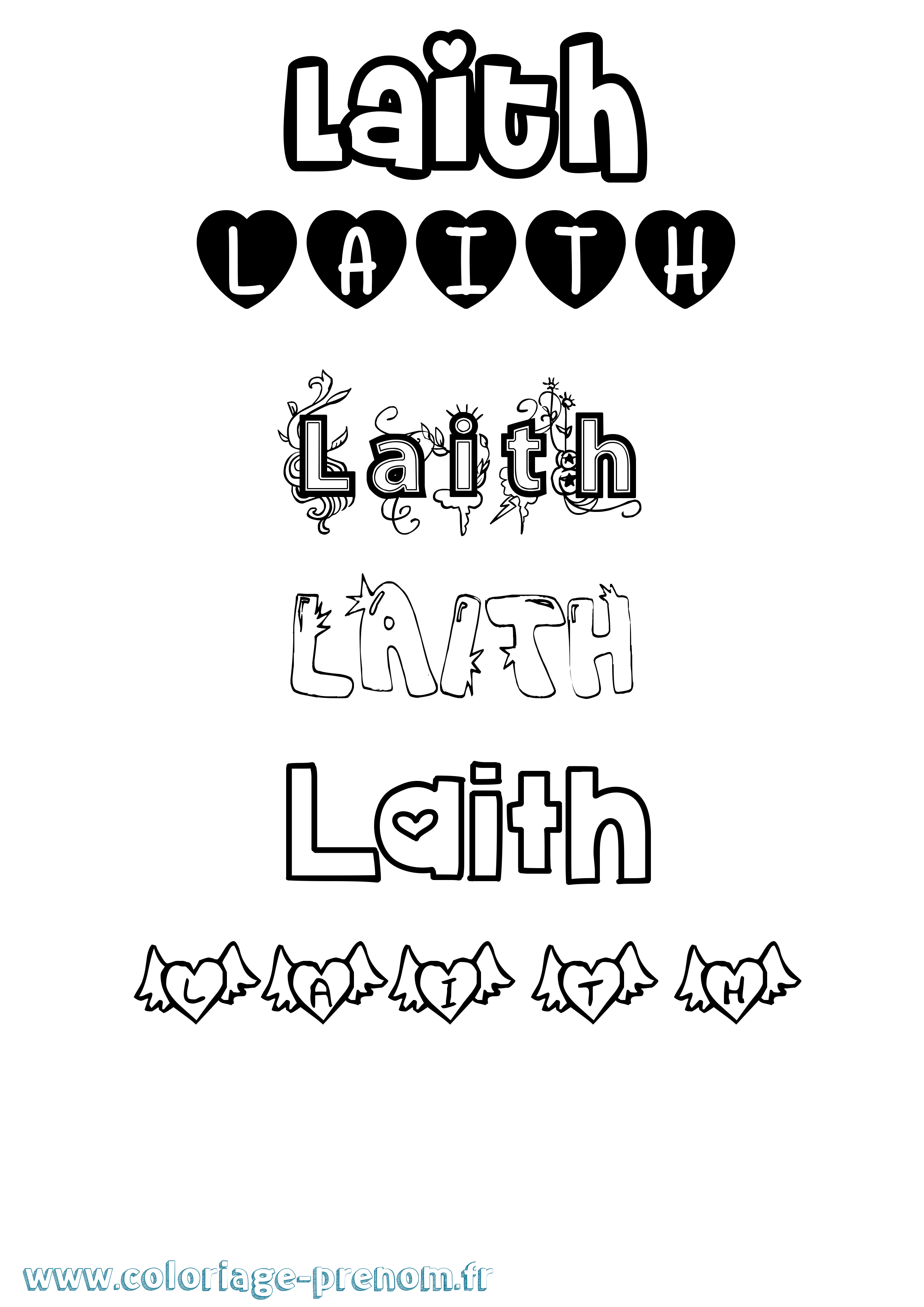Coloriage Laith Girly Coloriage prénom Laith Girly