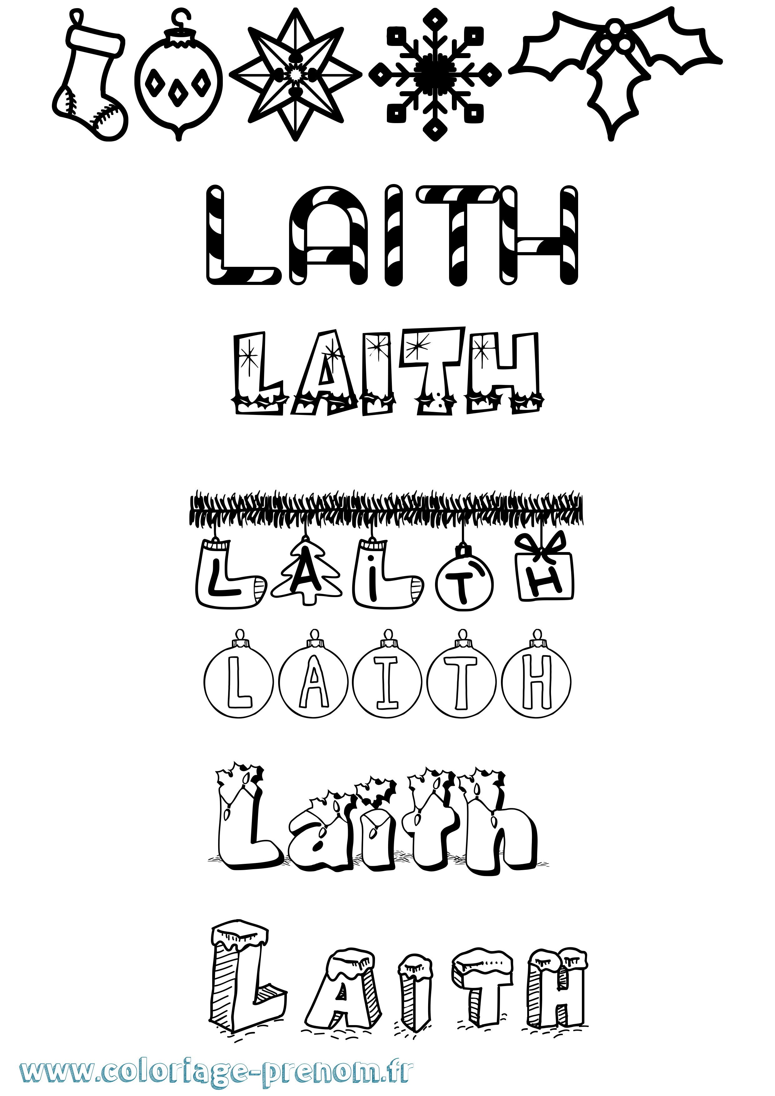 Coloriage Laith Noël Coloriage prénom Laith Noël
