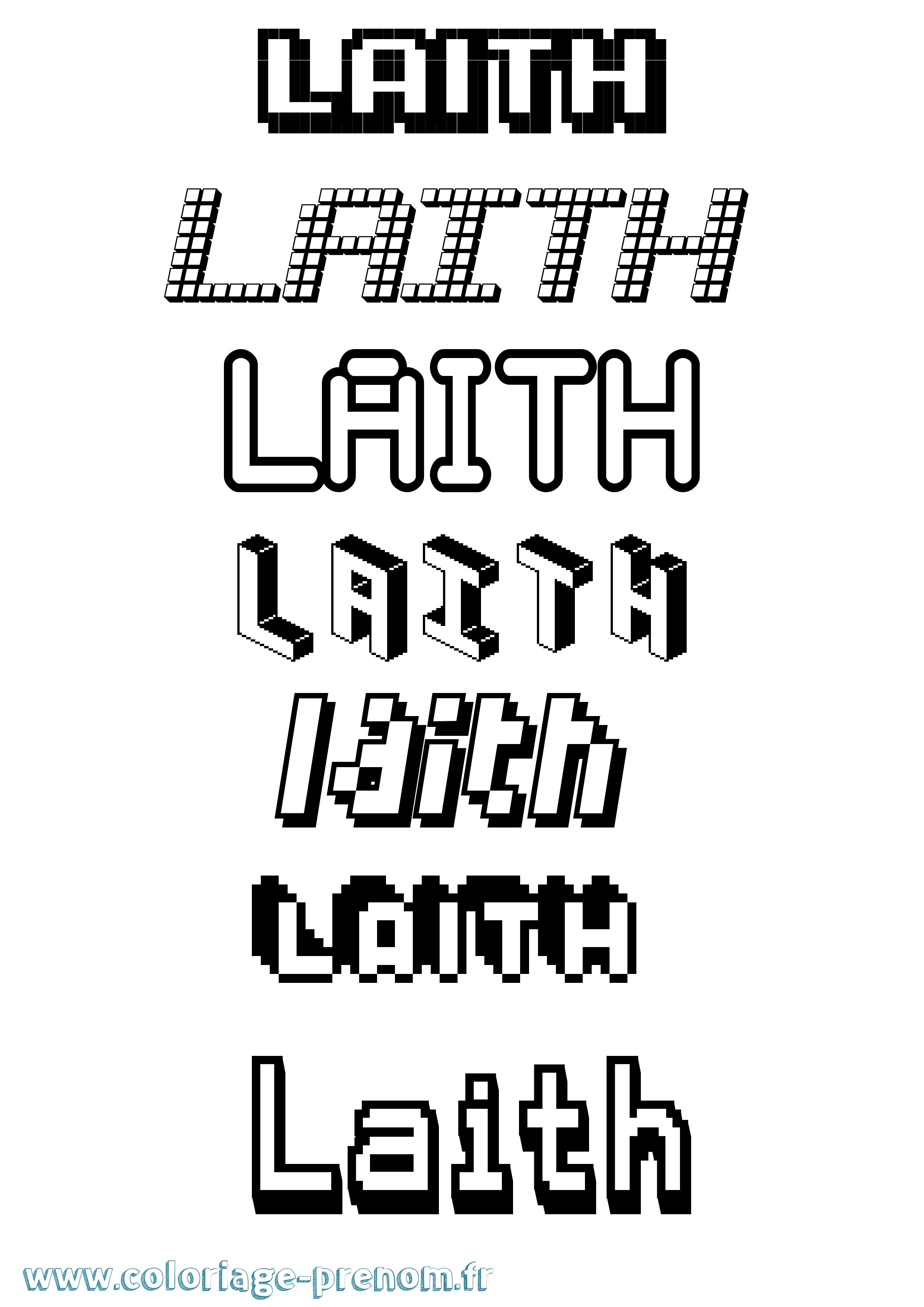 Coloriage prénom Laith Pixel