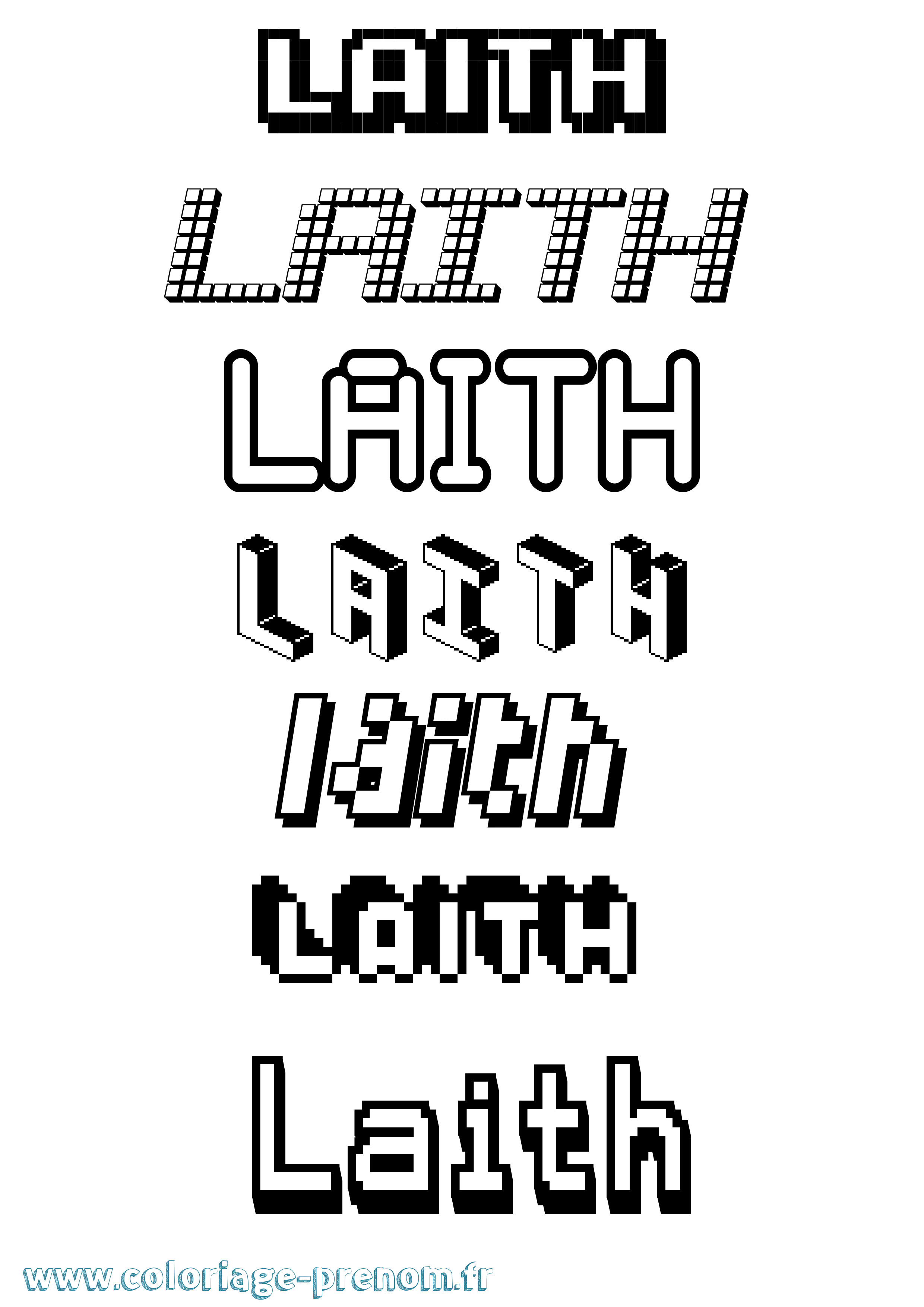 Coloriage Laith Pixel Coloriage prénom Laith Pixel