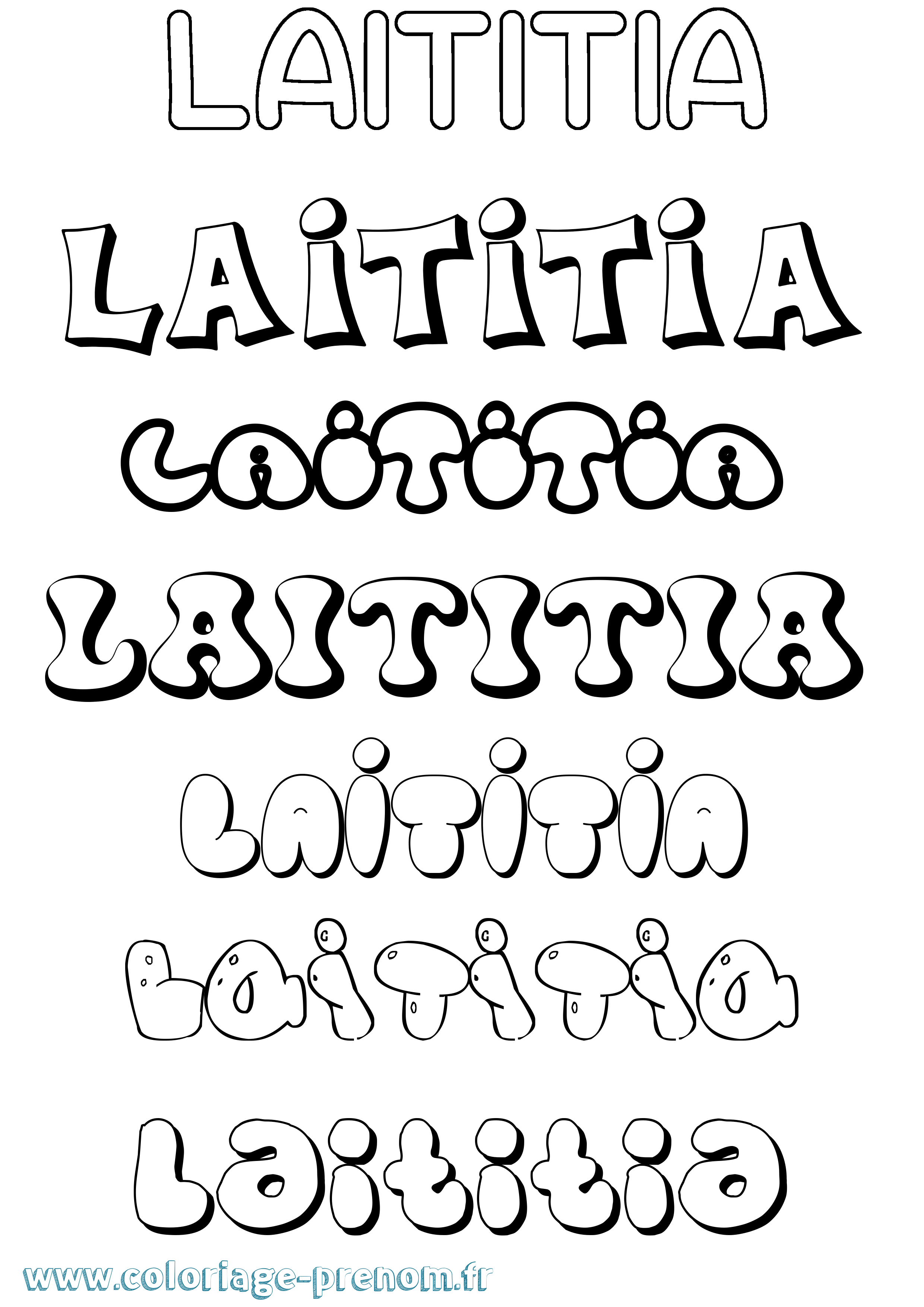 Coloriage Laititia Bubble Coloriage prénom Laititia Bubble