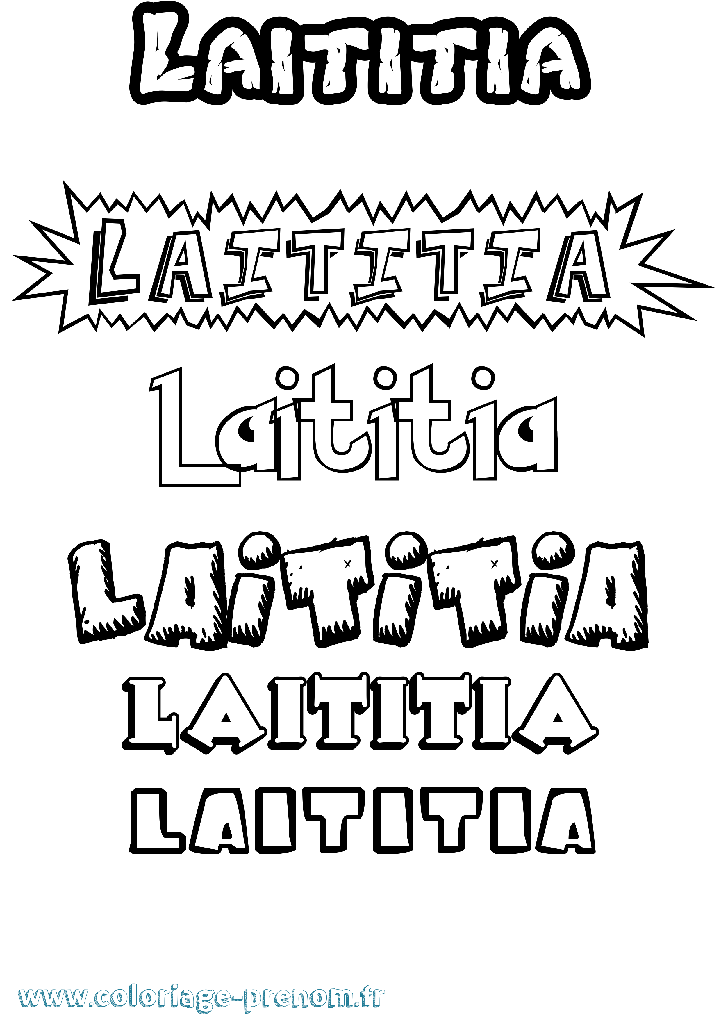 Coloriage Laititia Dessin Animé Coloriage prénom Laititia Dessin Animé