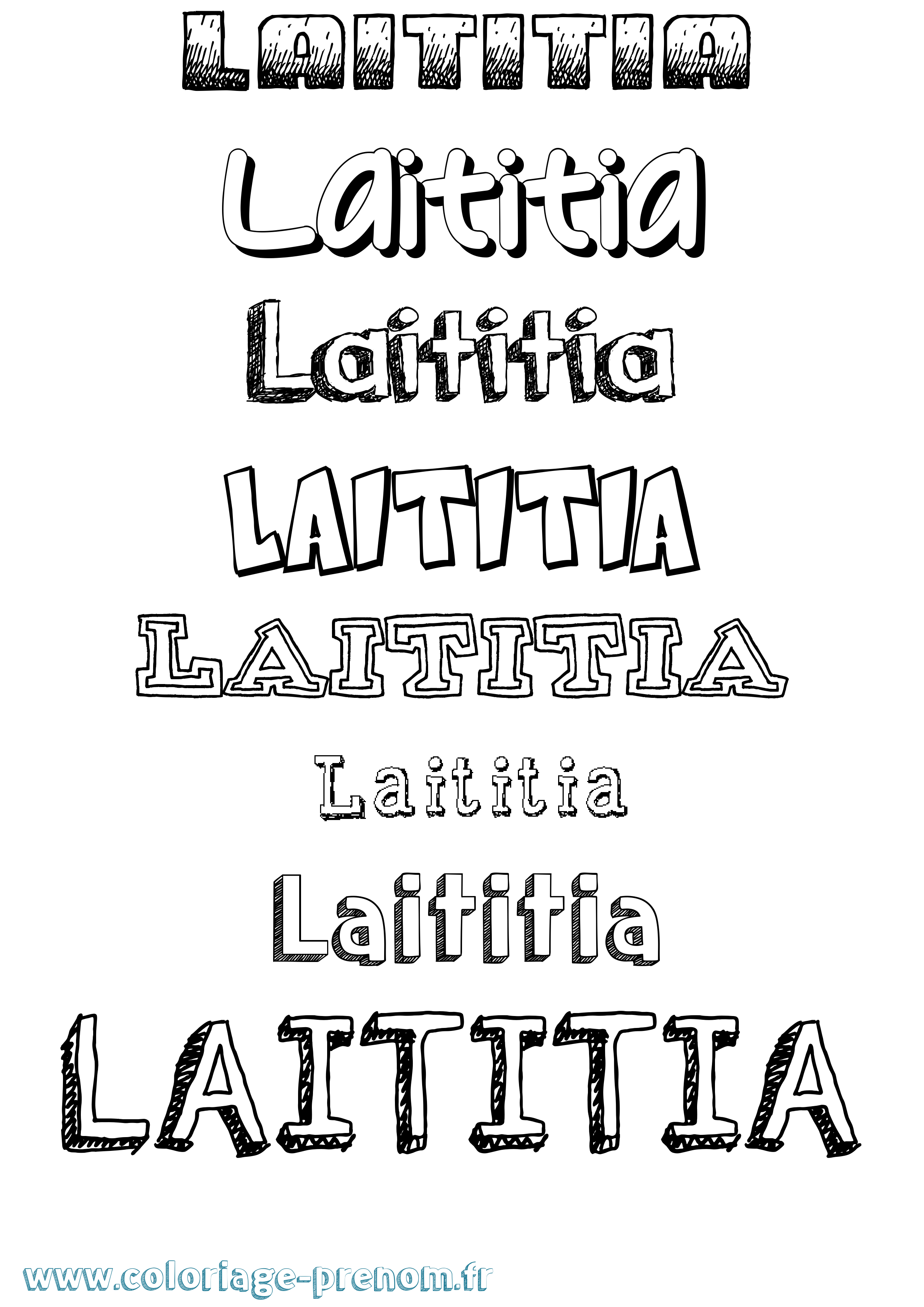 Coloriage Laititia Dessiné Coloriage prénom Laititia Dessiné